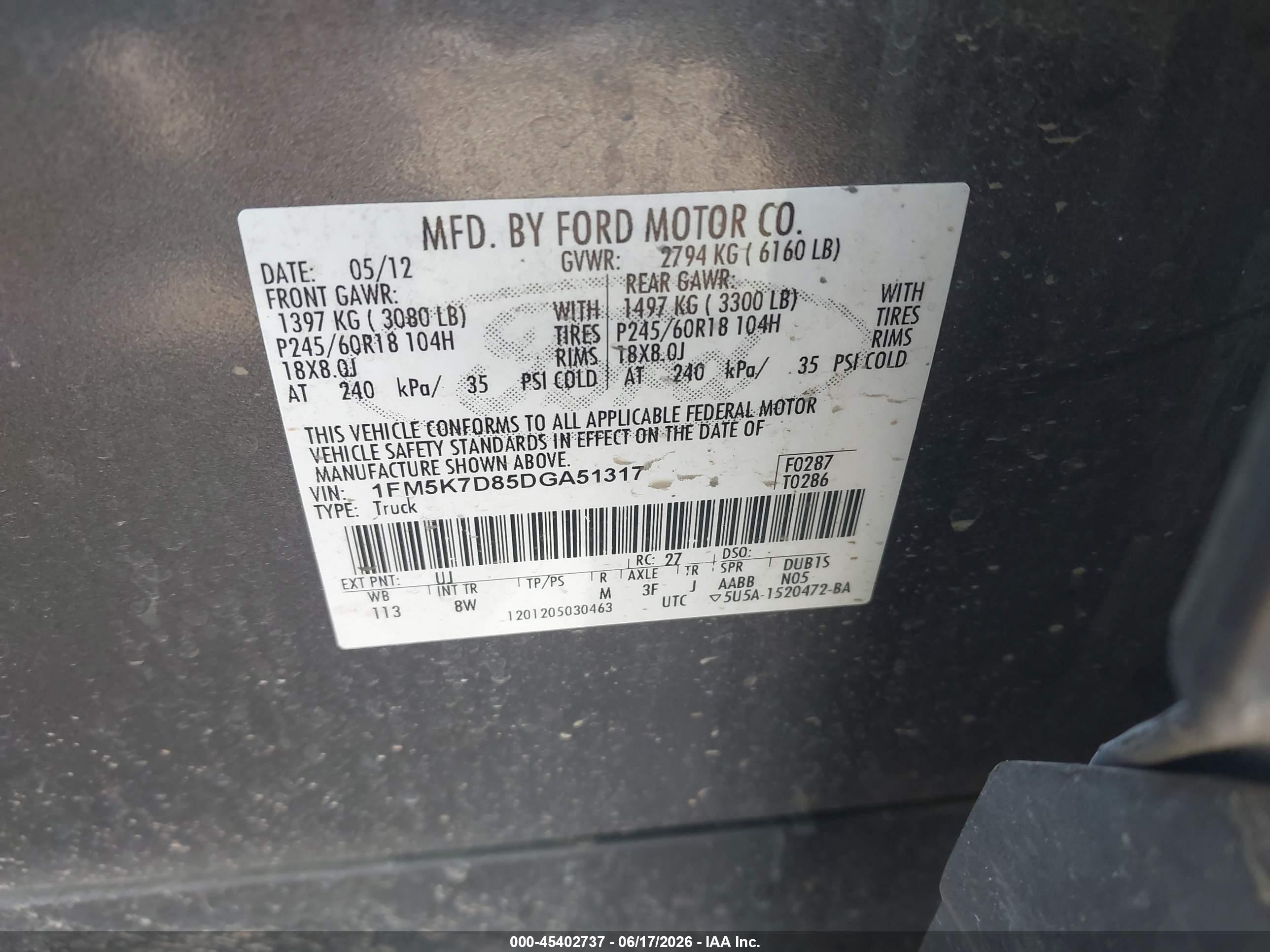 2013 Ford Explorer Xlt Gray vin: 1FM5K7D85DGA51317
