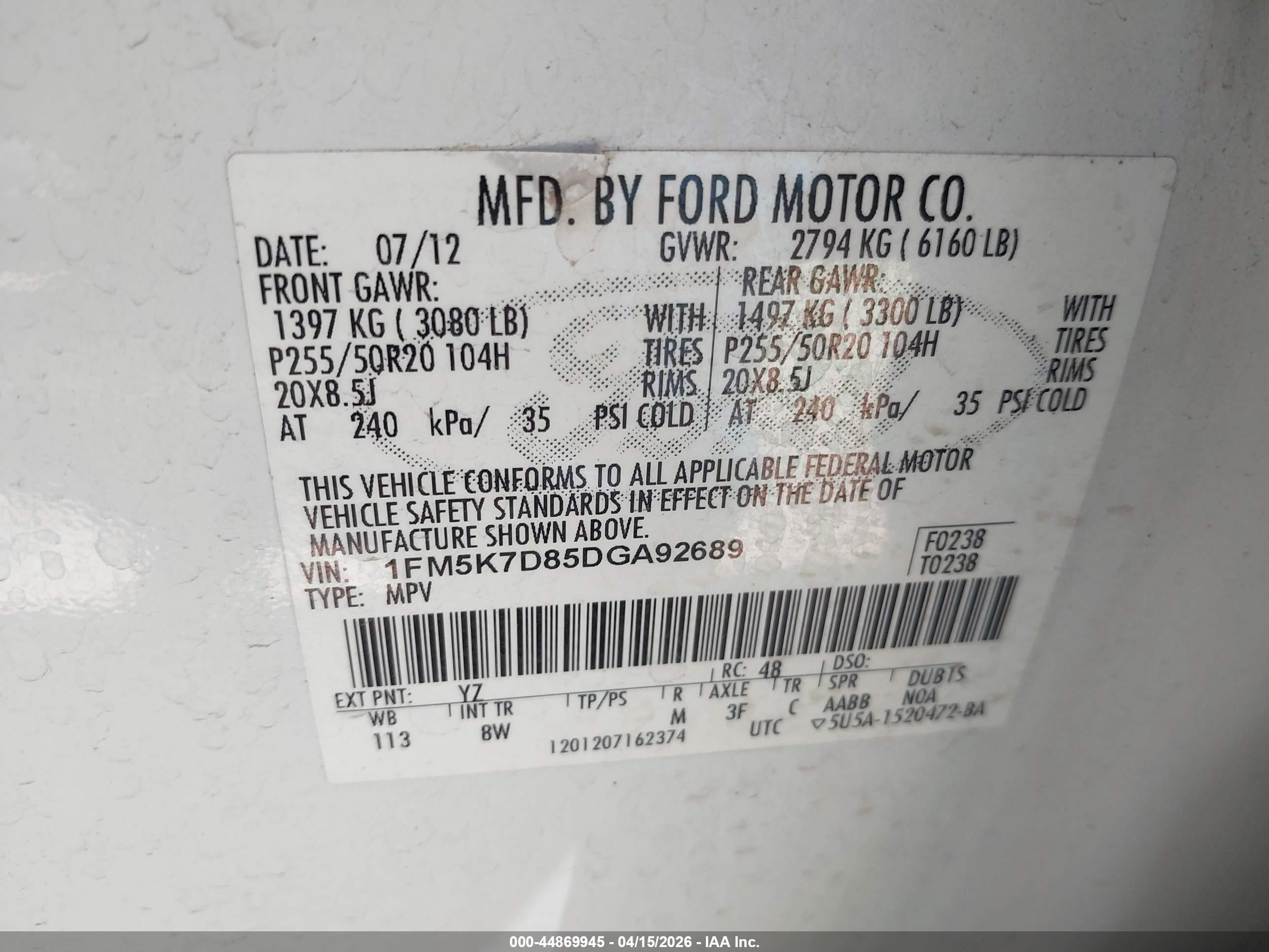 2013 Ford Explorer Xlt White vin: 1FM5K7D85DGA92689