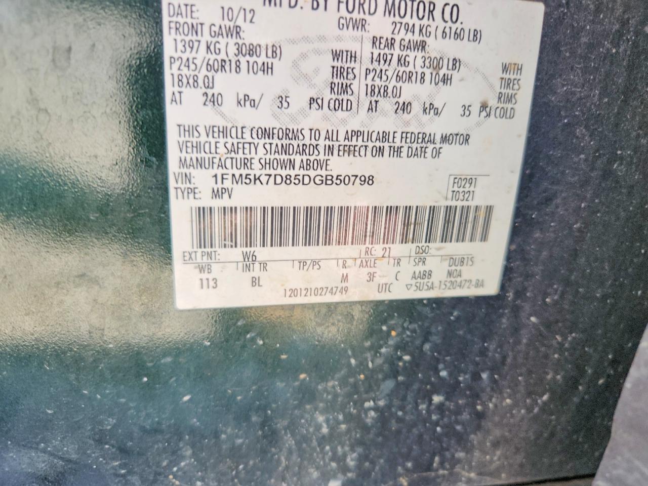 2013 Ford Explorer Xlt Green vin: 1FM5K7D85DGB50798