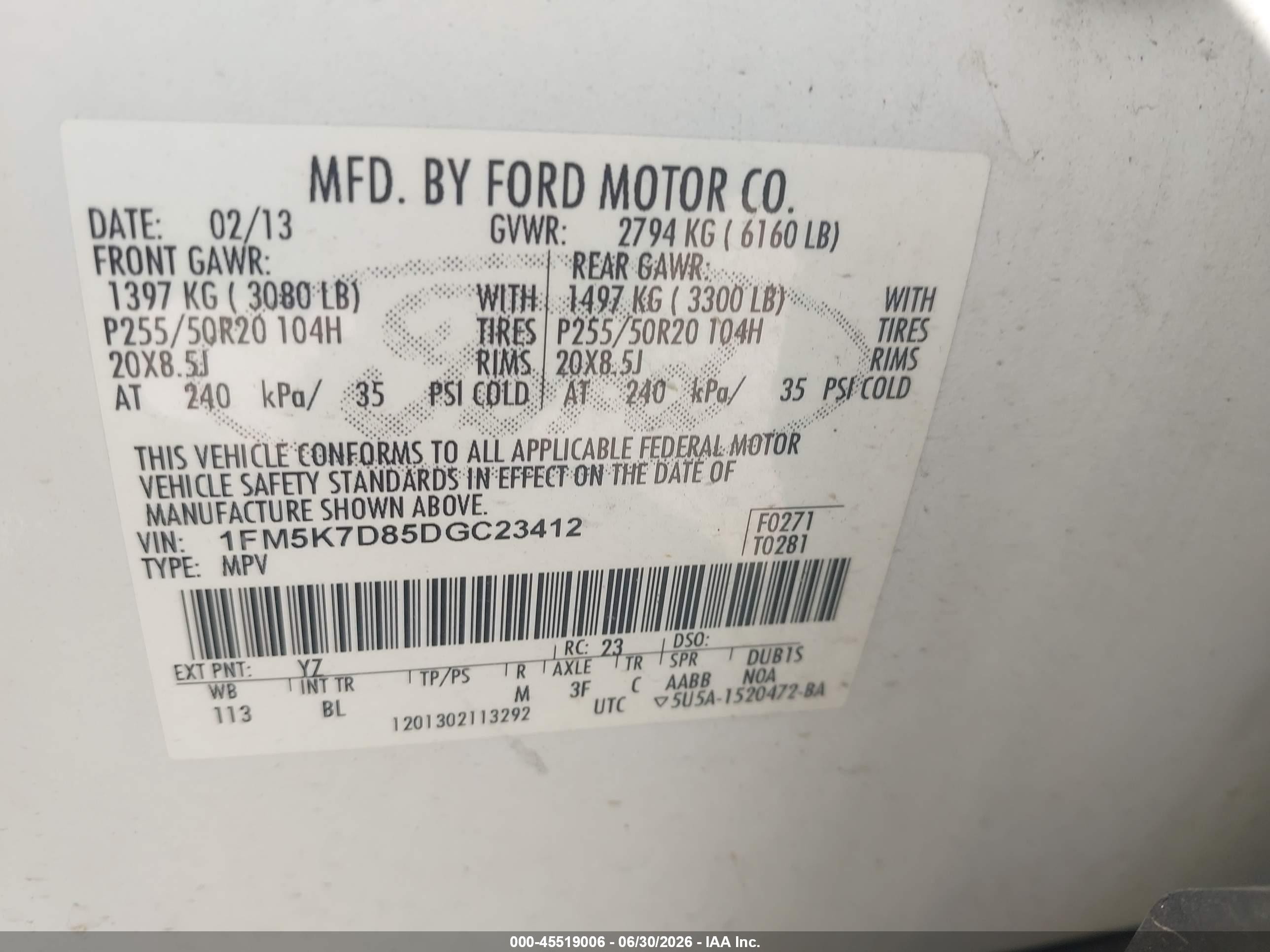 2013 Ford Explorer Xlt White vin: 1FM5K7D85DGC23412