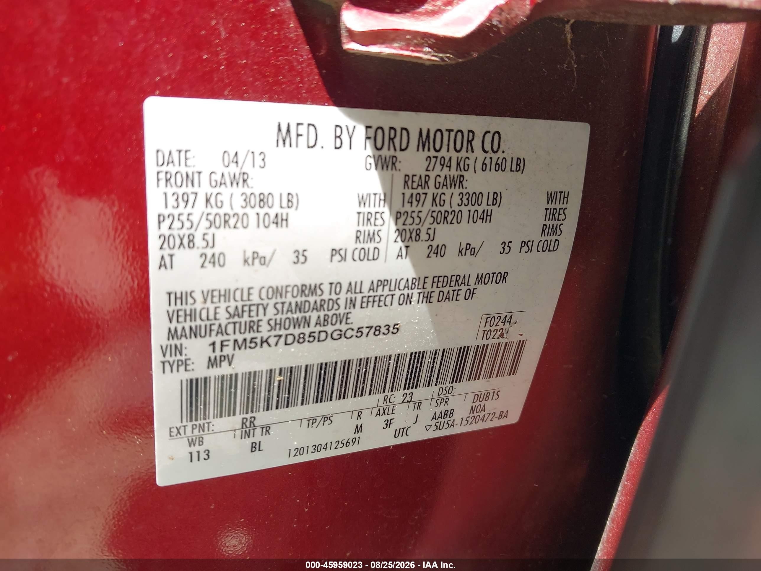 2013 Ford Explorer Xlt Red vin: 1FM5K7D85DGC57835