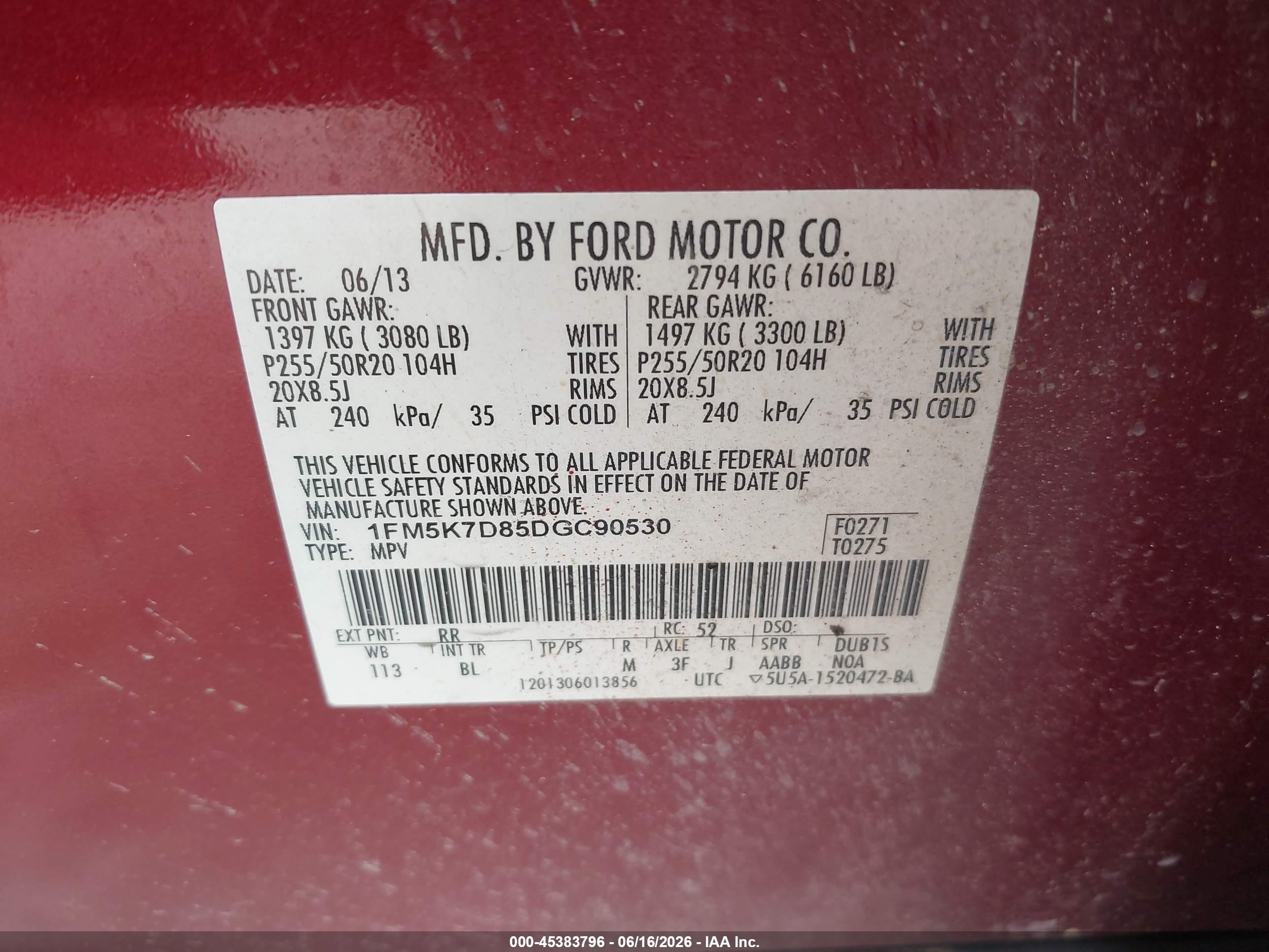 2013 Ford Explorer Xlt Red vin: 1FM5K7D85DGC90530