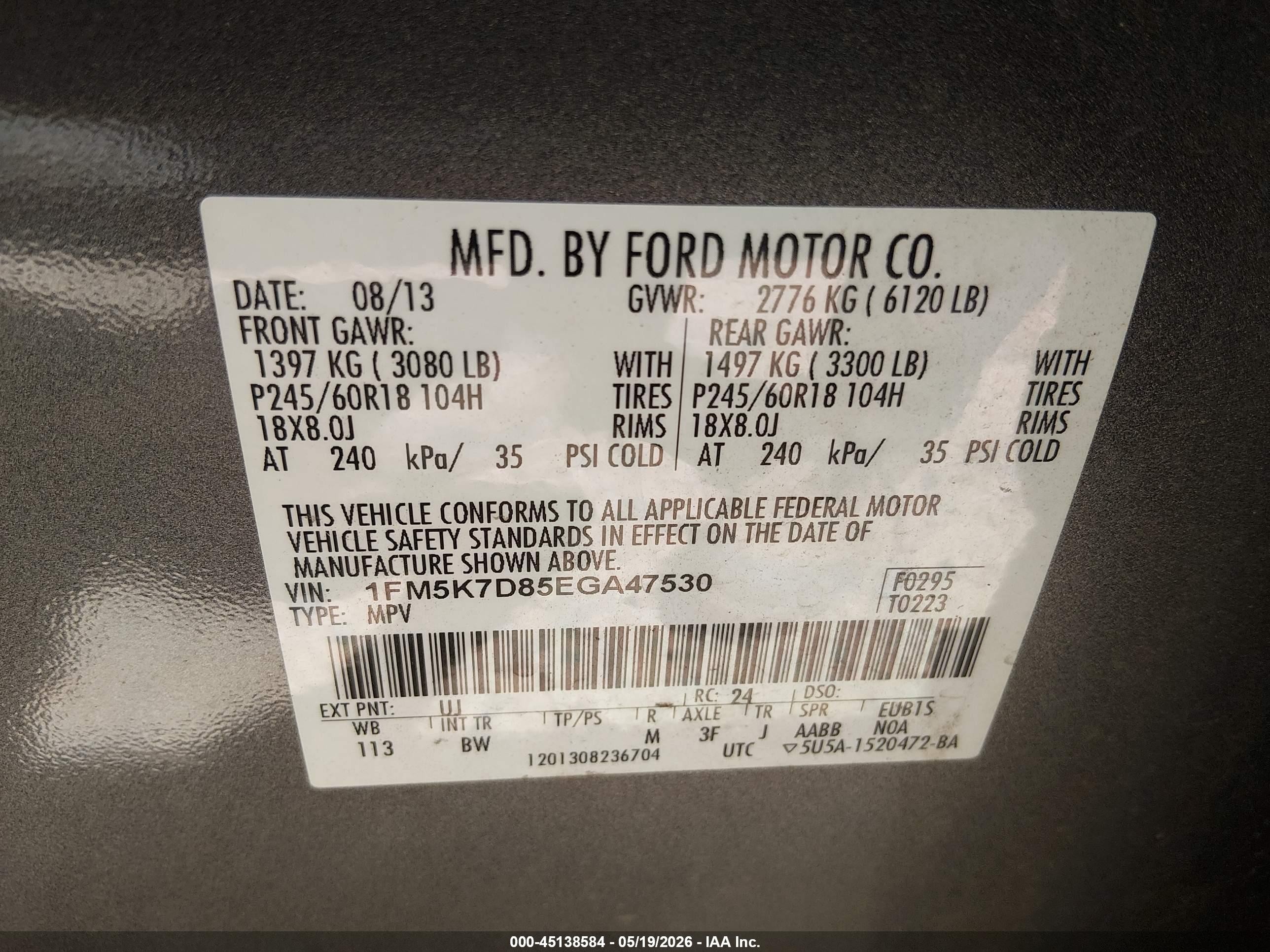 2014 Ford Explorer Xlt Gray vin: 1FM5K7D85EGA47530