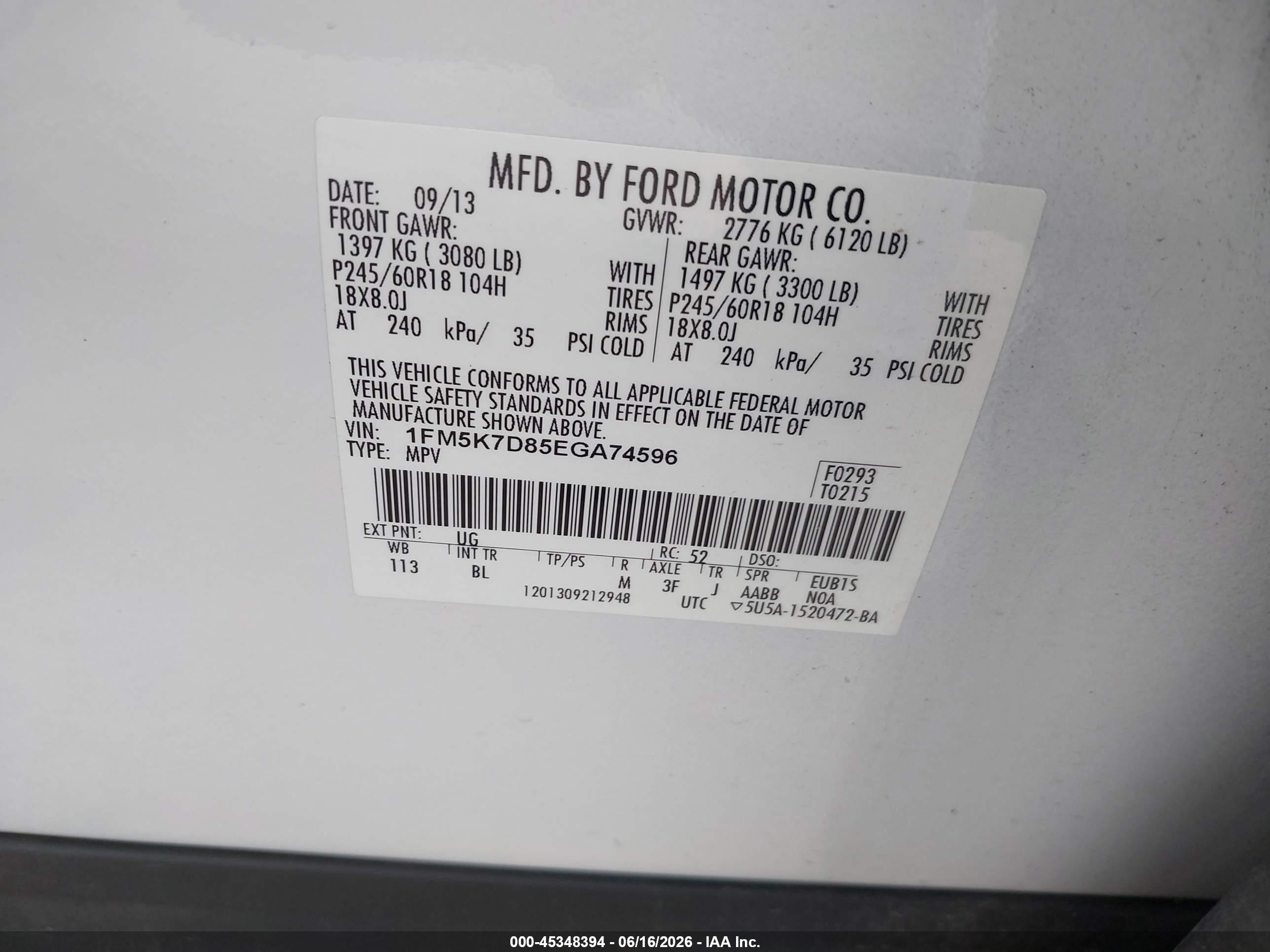 2014 Ford Explorer Xlt White vin: 1FM5K7D85EGA74596
