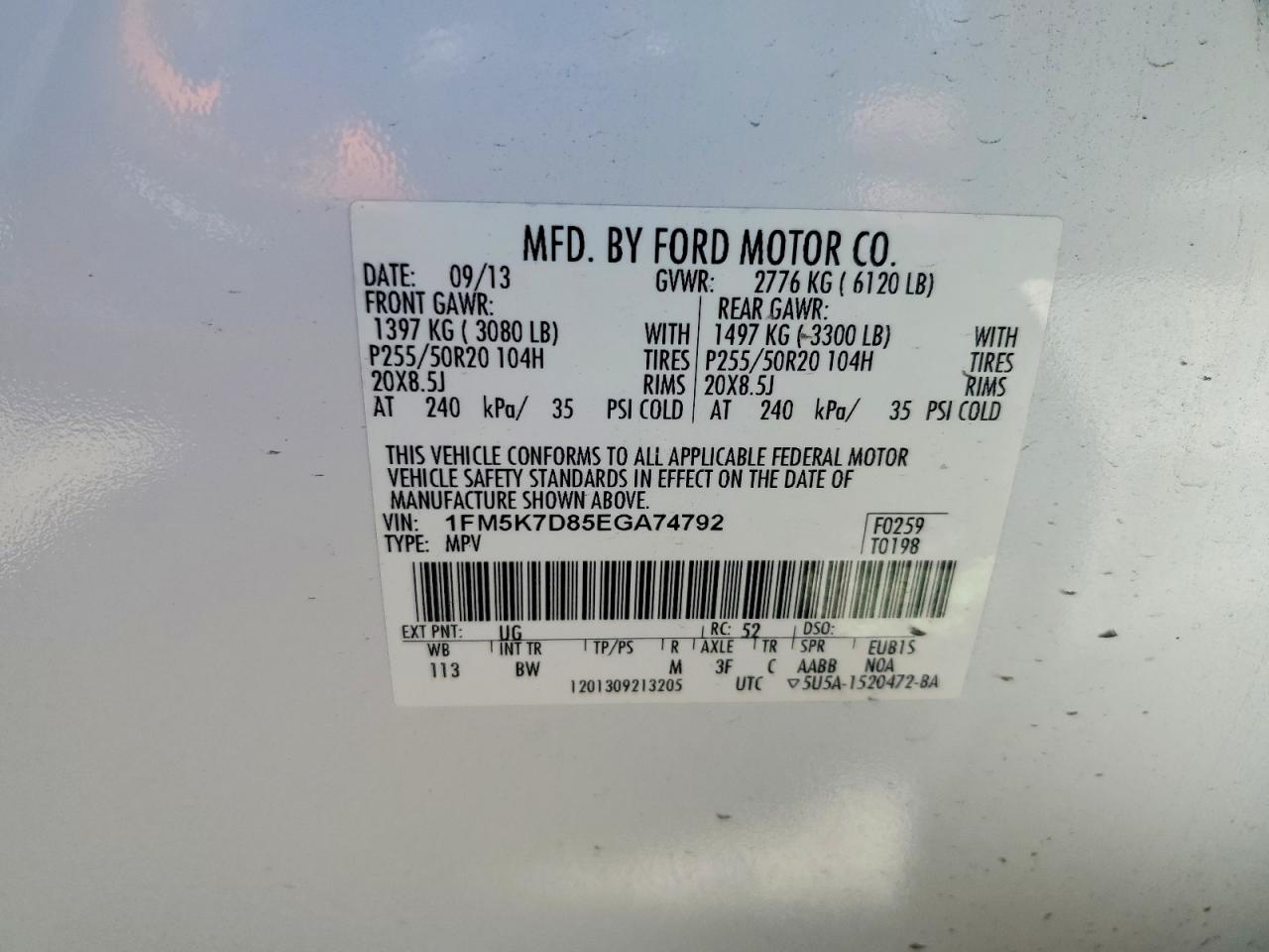 2014 Ford Explorer Xlt Белый vin: 1FM5K7D85EGA74792