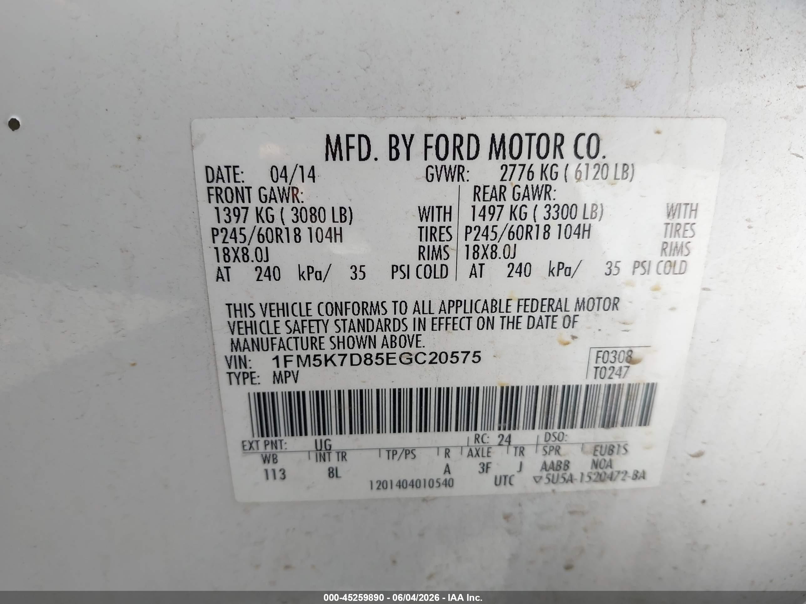 2014 Ford Explorer Xlt White vin: 1FM5K7D85EGC20575