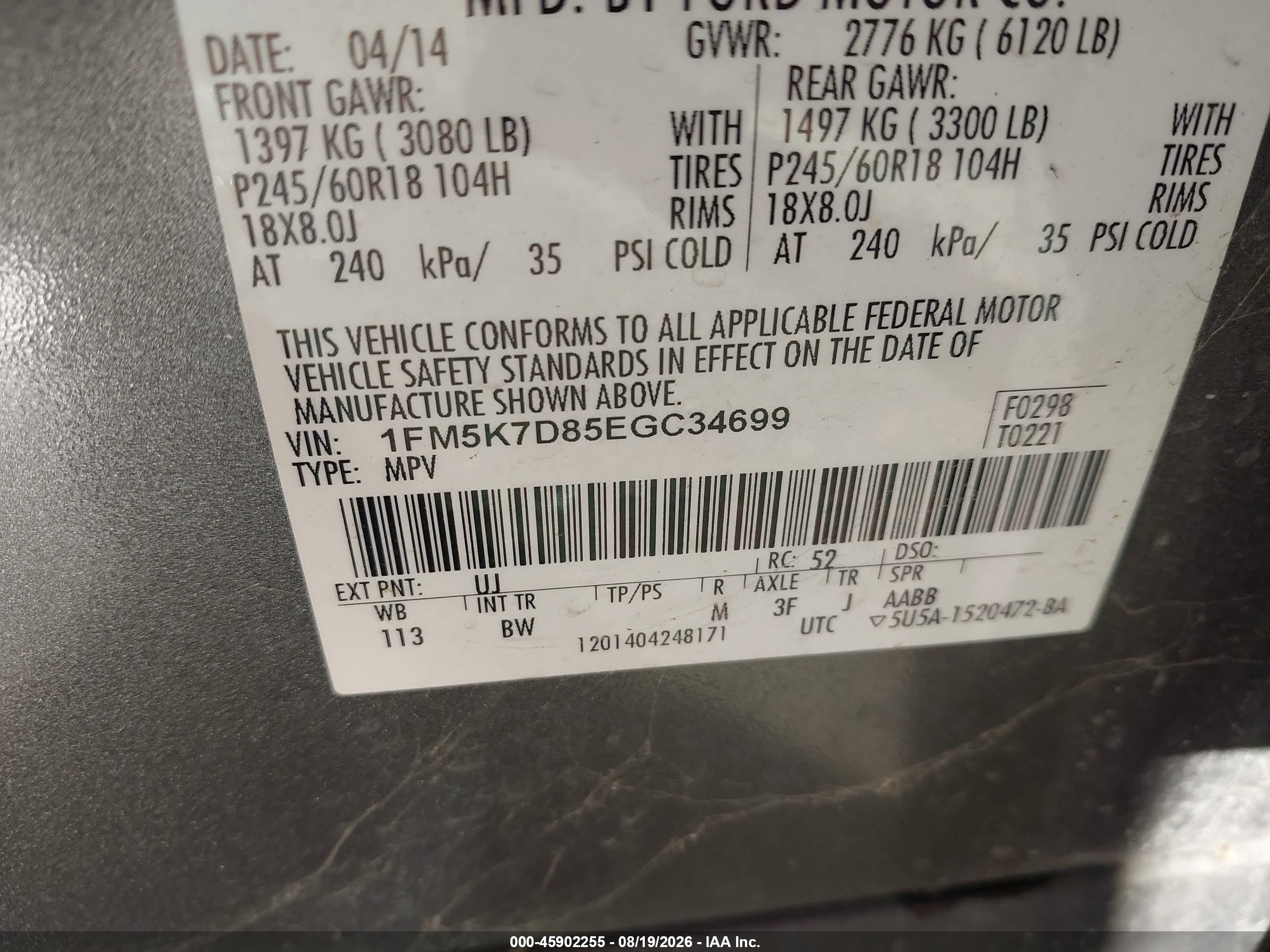2014 Ford Explorer Xlt Gray vin: 1FM5K7D85EGC34699