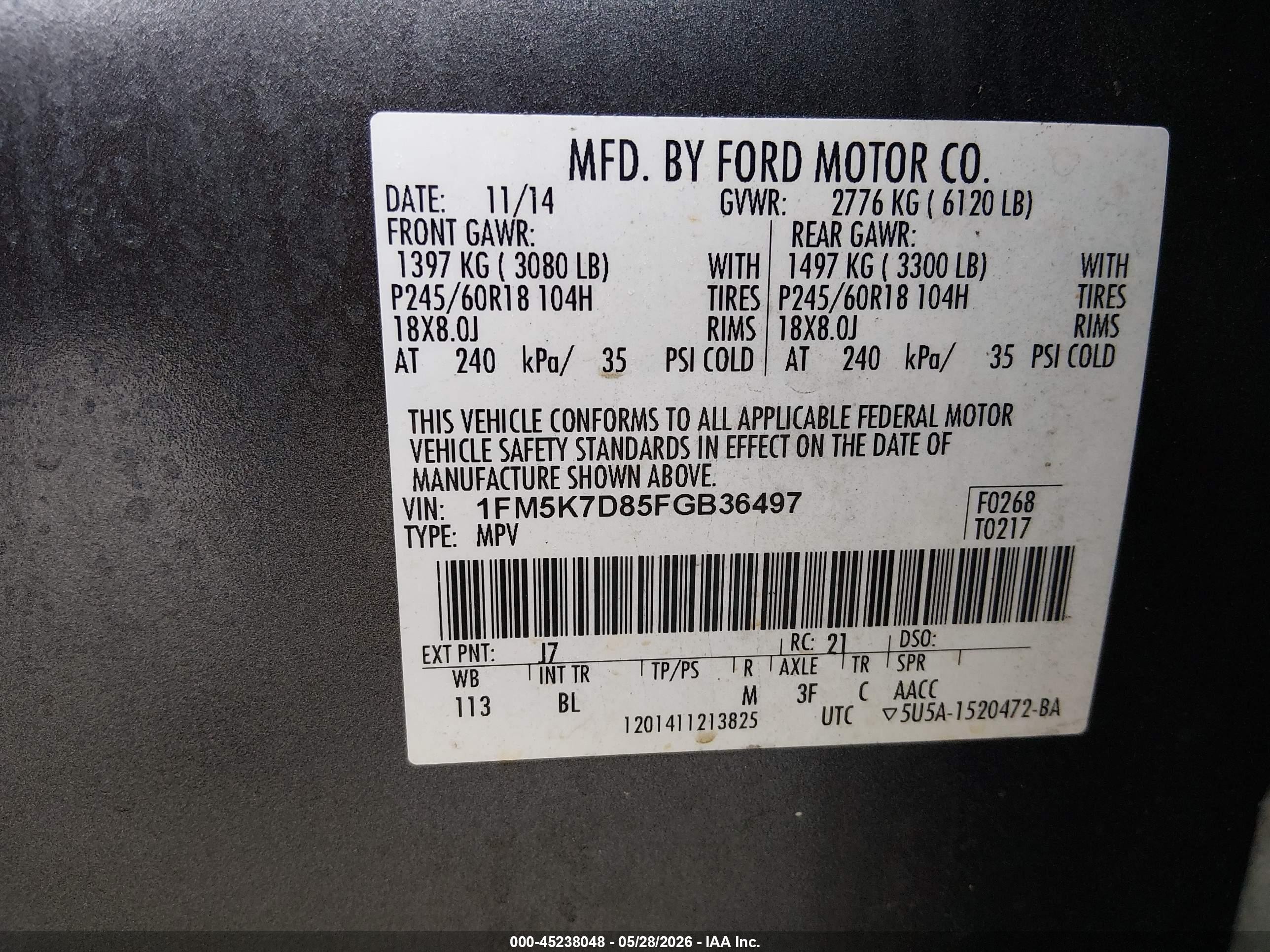 2015 Ford Explorer Xlt Gray vin: 1FM5K7D85FGB36497