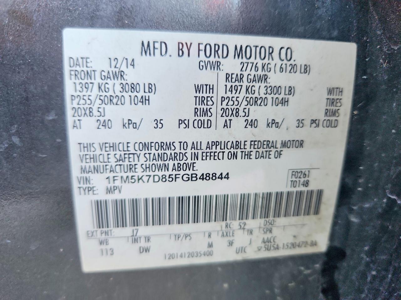 2015 Ford Explorer Xlt Gray vin: 1FM5K7D85FGB48844