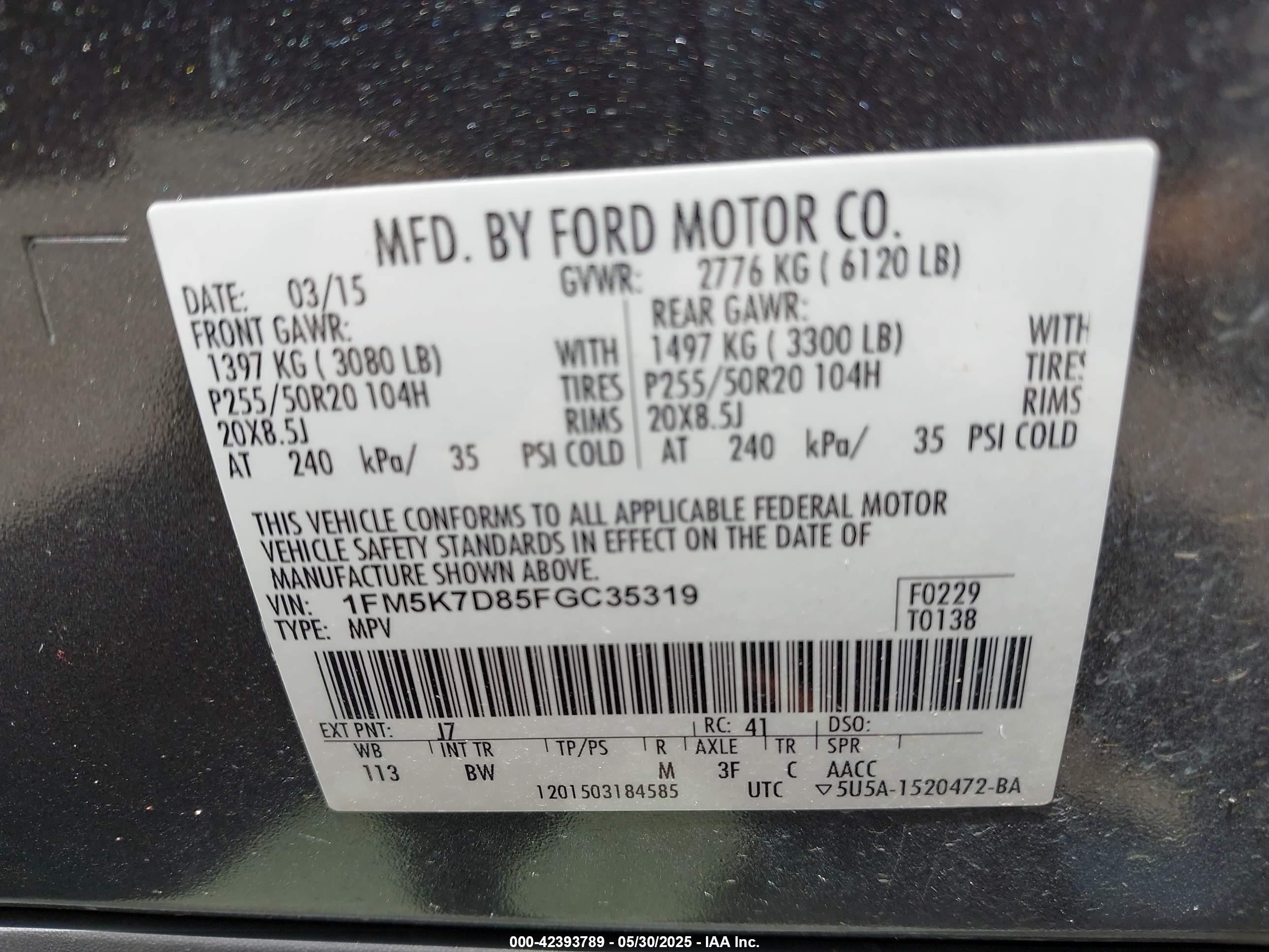 2015 Ford Explorer Xlt Серый vin: 1FM5K7D85FGC35319