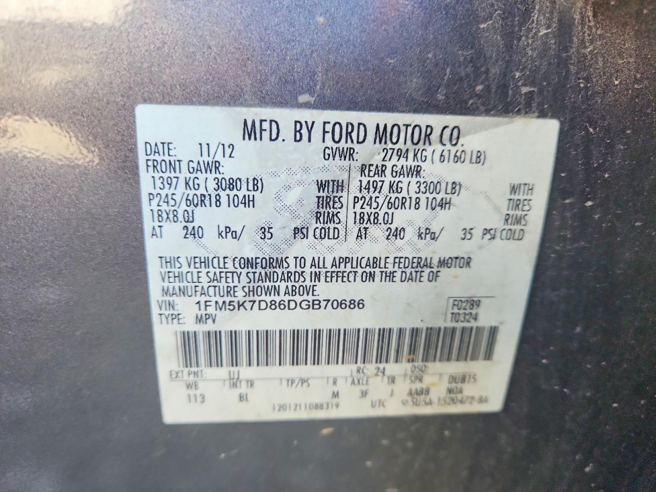 2013 Ford Explorer Xlt Gray vin: 1FM5K7D86DGB70686