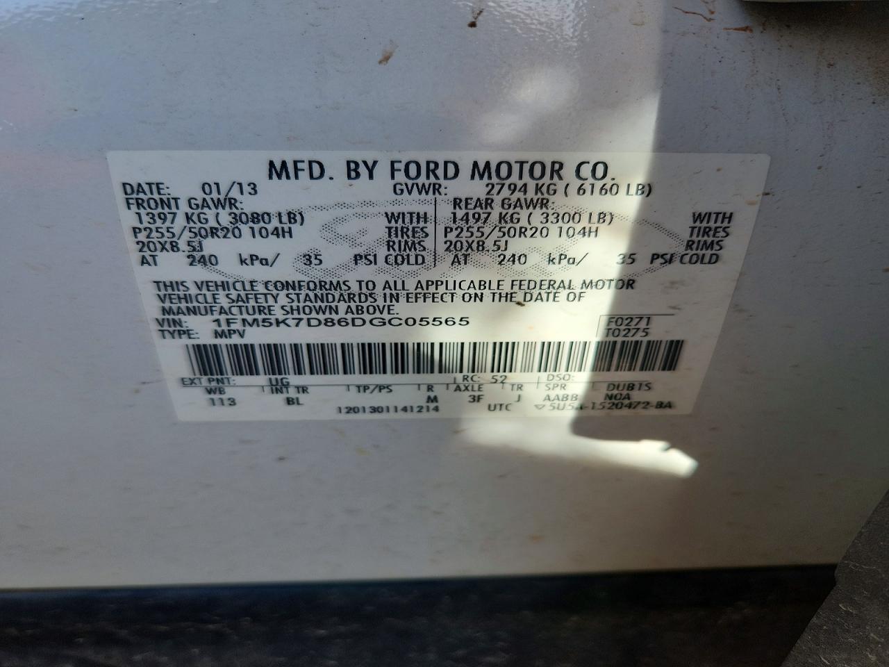 2013 Ford Explorer Xlt White vin: 1FM5K7D86DGC05565