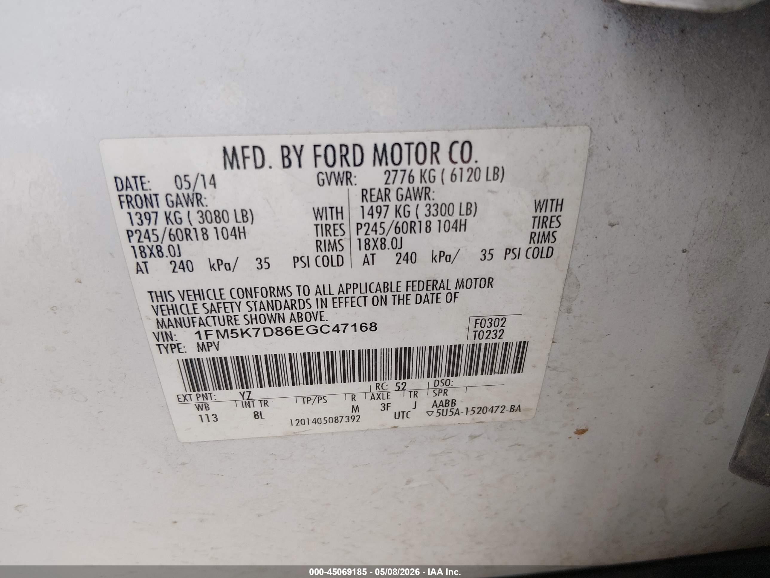 2014 Ford Explorer Xlt White vin: 1FM5K7D86EGC47168