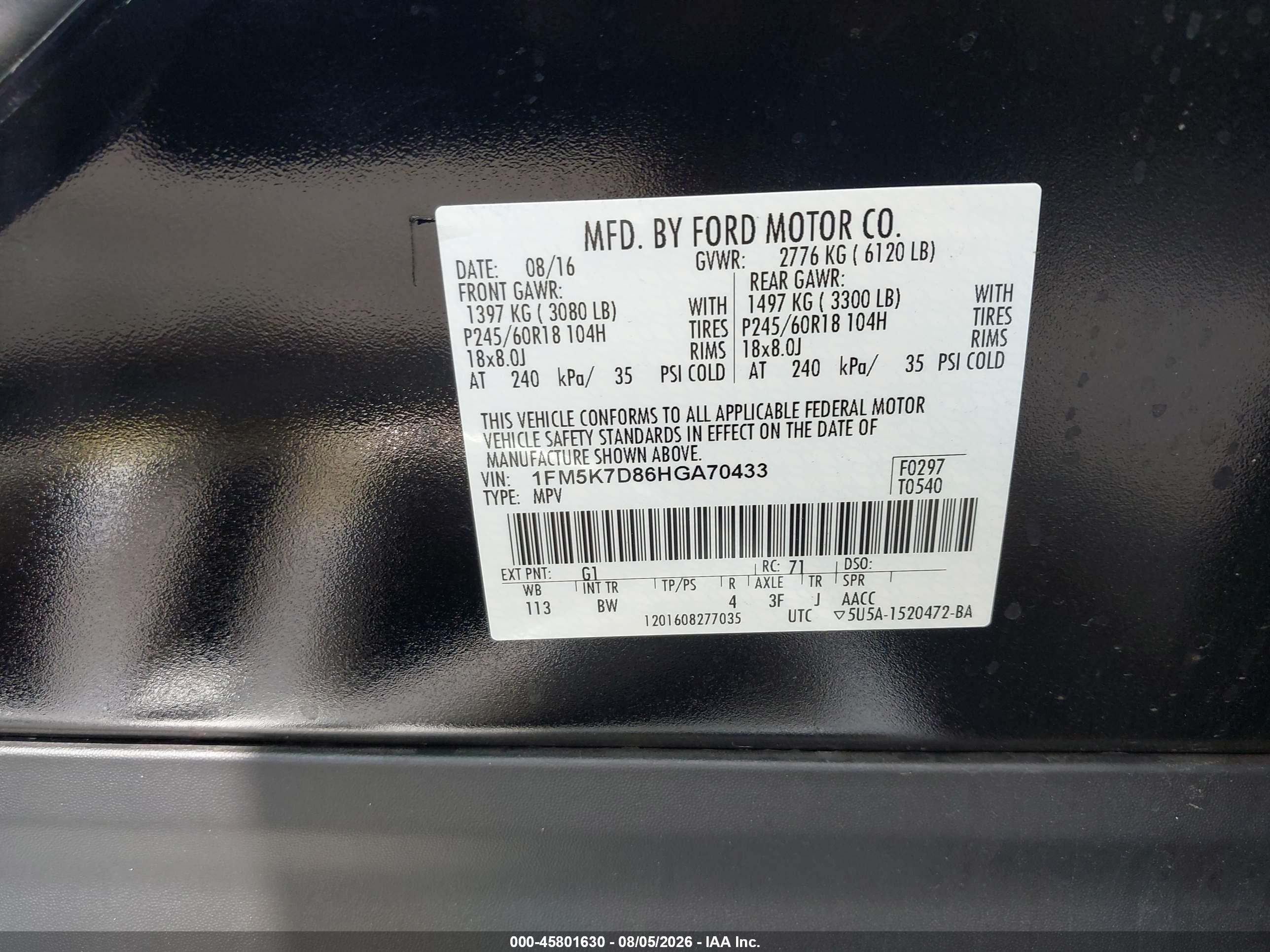 2017 Ford Explorer Xlt Black vin: 1FM5K7D86HGA70433
