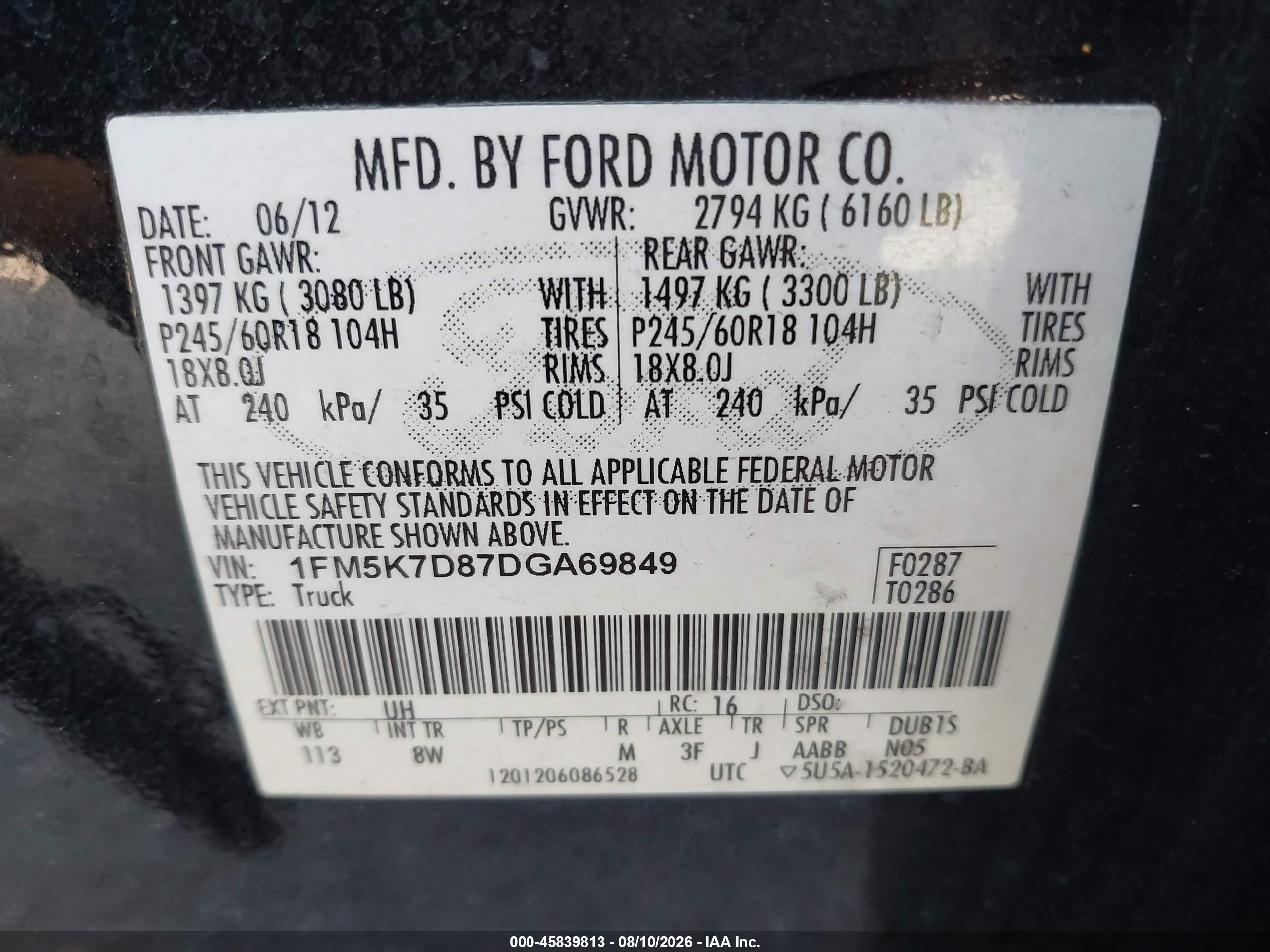 2013 Ford Explorer Xlt Black vin: 1FM5K7D87DGA69849