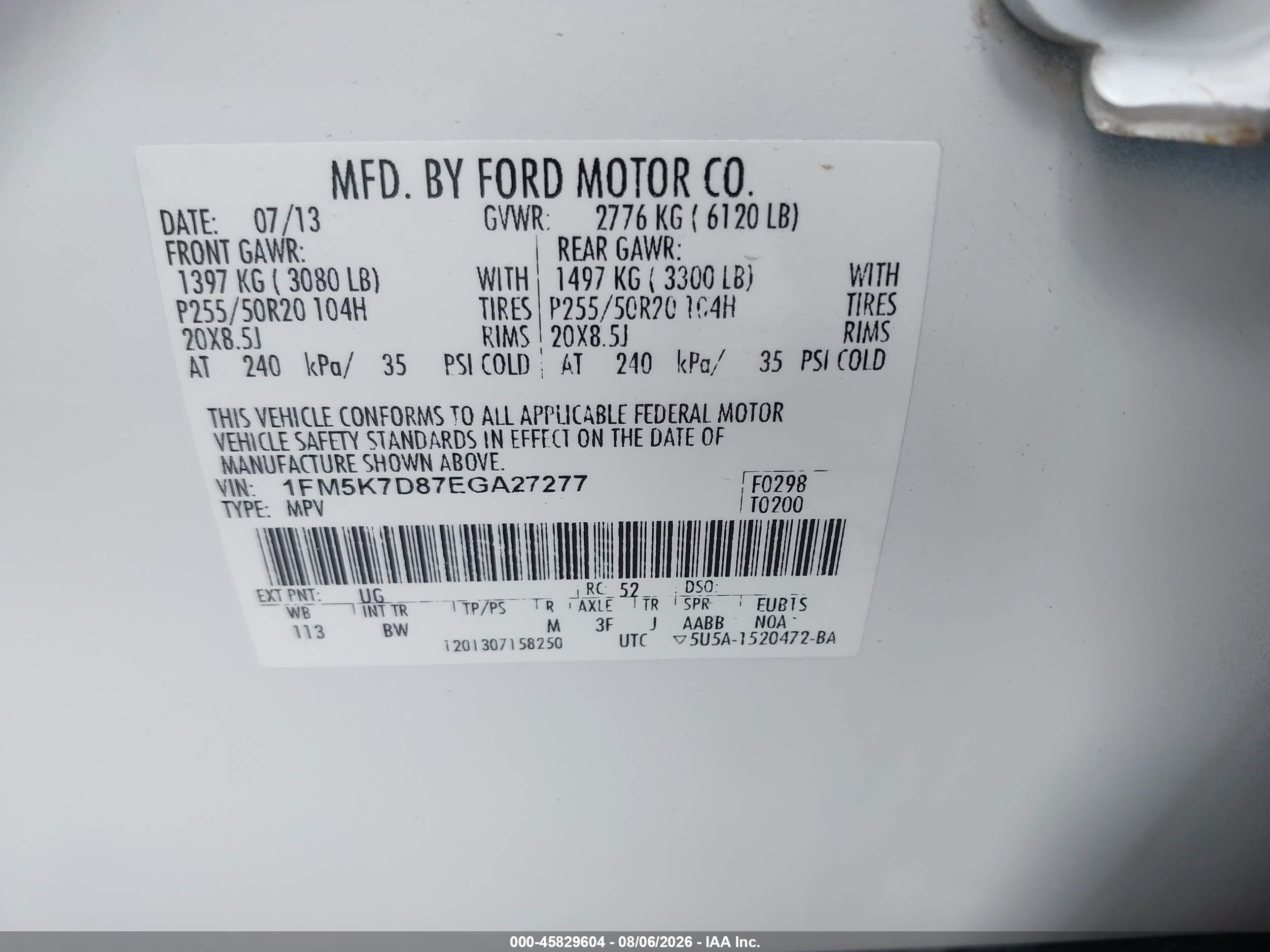 2014 Ford Explorer Xlt Белый vin: 1FM5K7D87EGA27277
