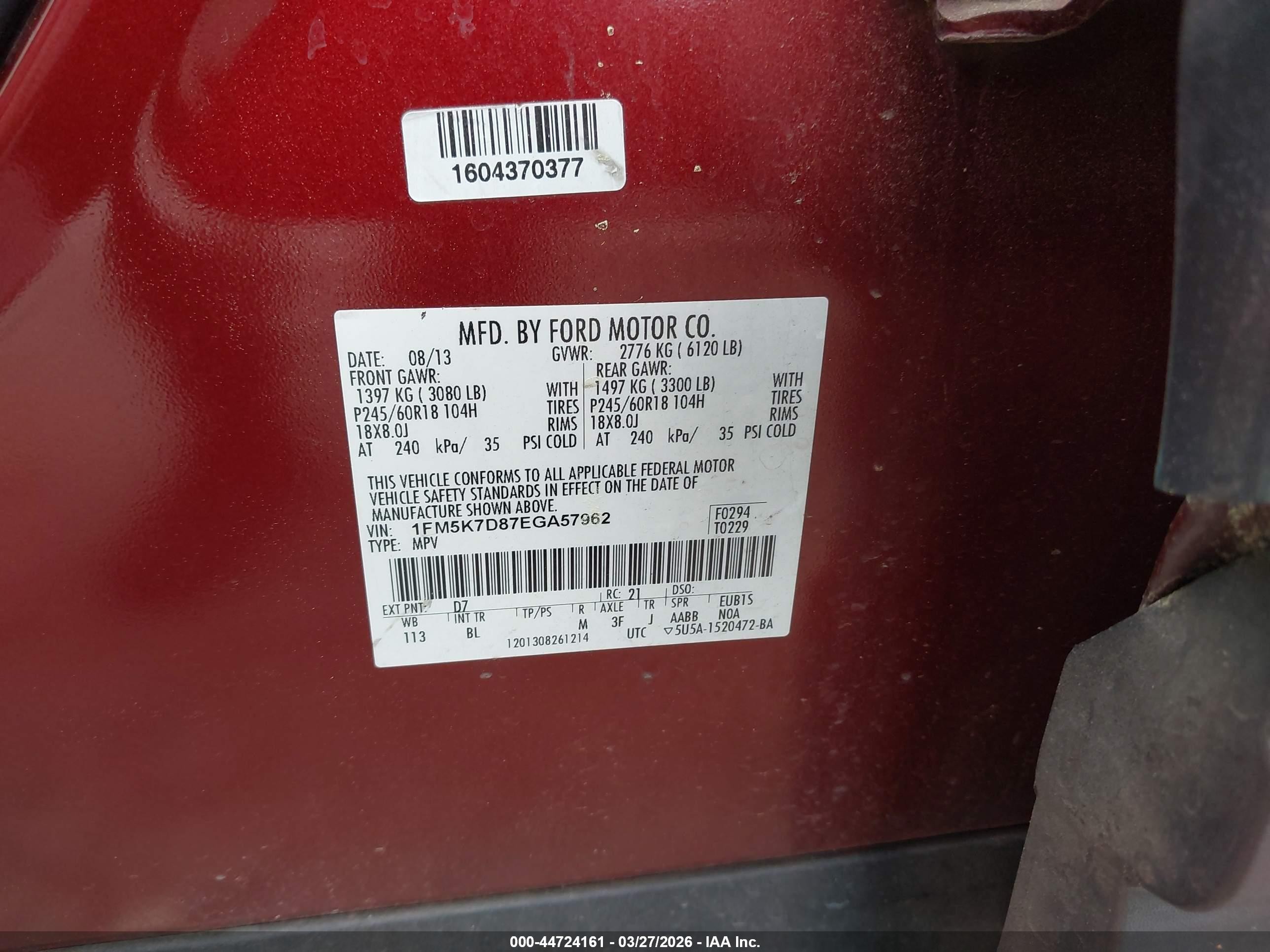 2014 Ford Explorer Xlt Red vin: 1FM5K7D87EGA57962