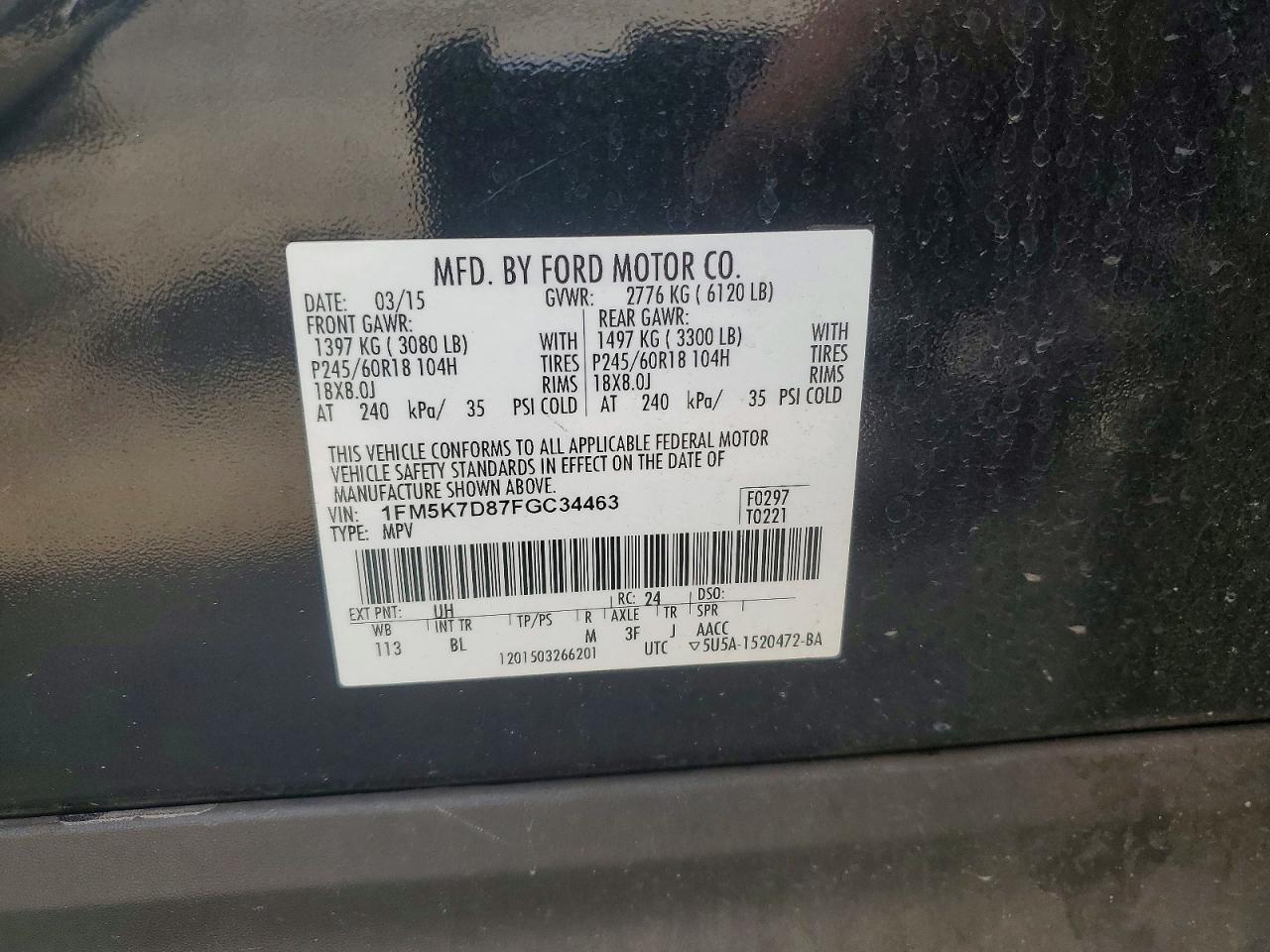 2015 Ford Explorer Xlt Black vin: 1FM5K7D87FGC34463