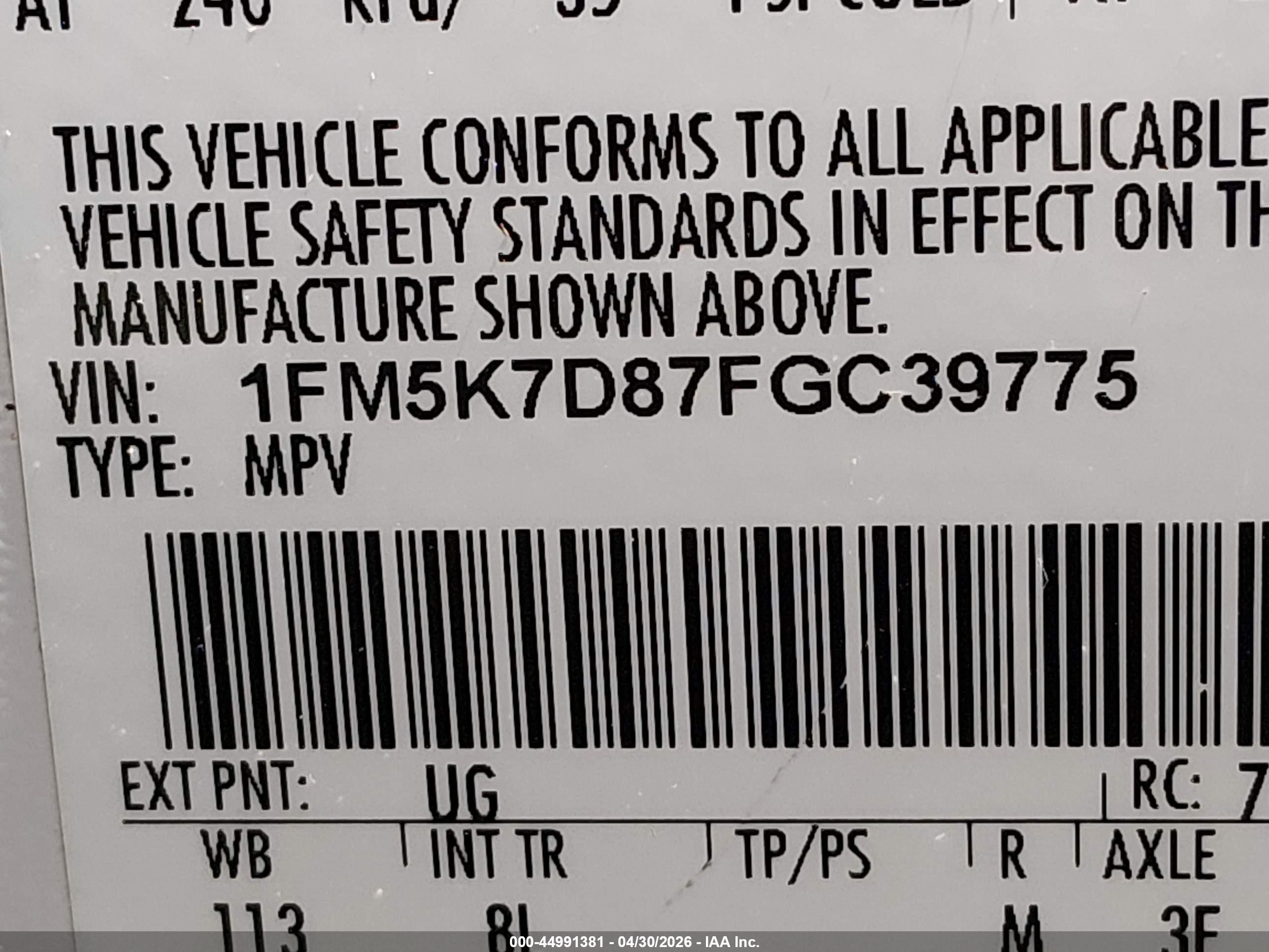 2015 Ford Explorer Xlt White vin: 1FM5K7D87FGC39775