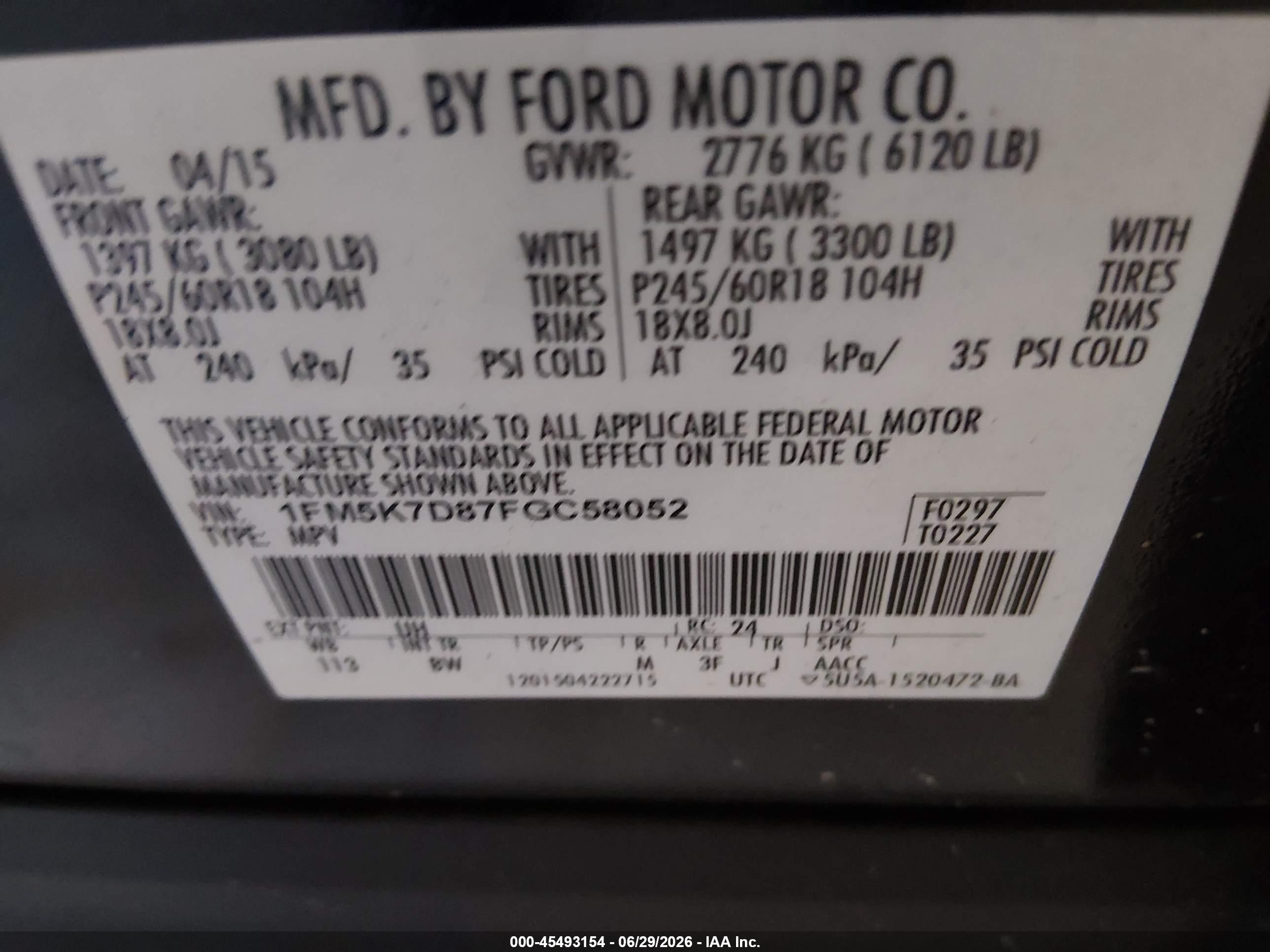 2015 Ford Explorer Xlt Black vin: 1FM5K7D87FGC58052