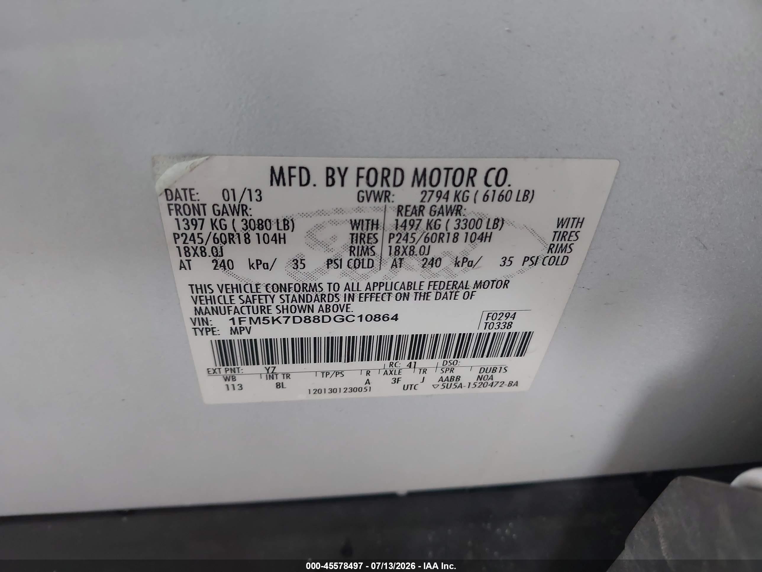 2013 Ford Explorer Xlt White vin: 1FM5K7D88DGC10864