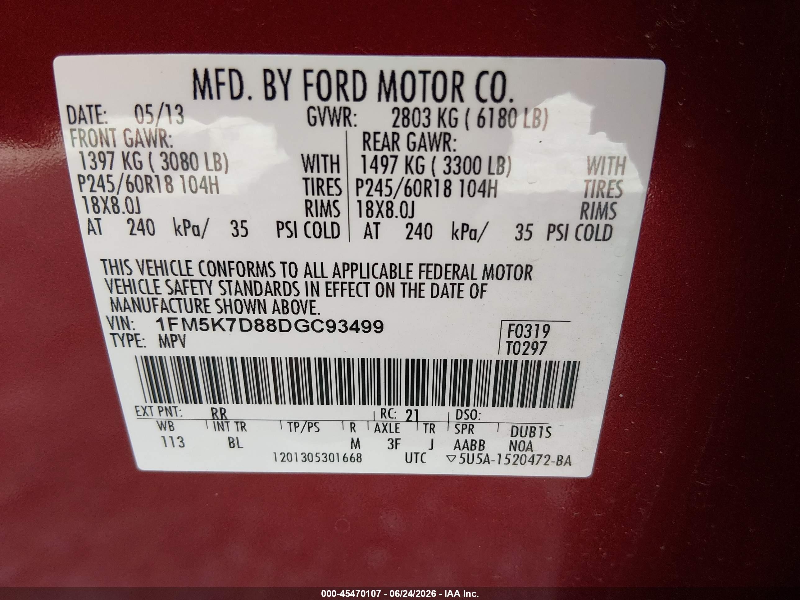 2013 Ford Explorer Xlt Красный vin: 1FM5K7D88DGC93499