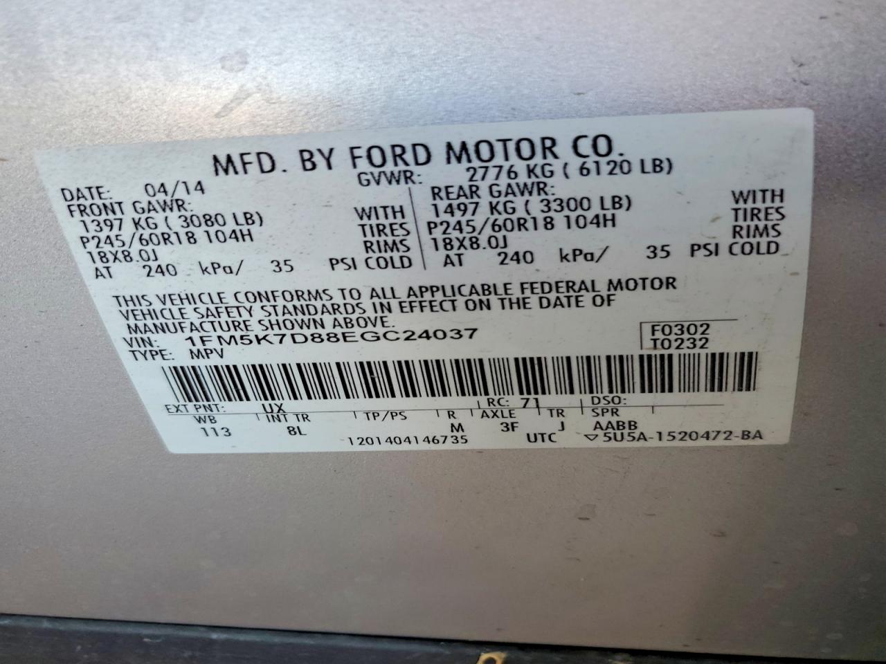 2014 Ford Explorer Xlt Silver vin: 1FM5K7D88EGC24037