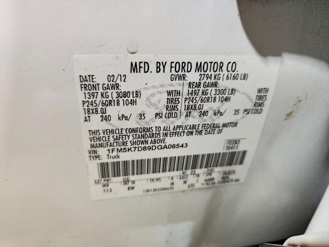 2013 Ford Explorer Xlt White vin: 1FM5K7D89DGA06543