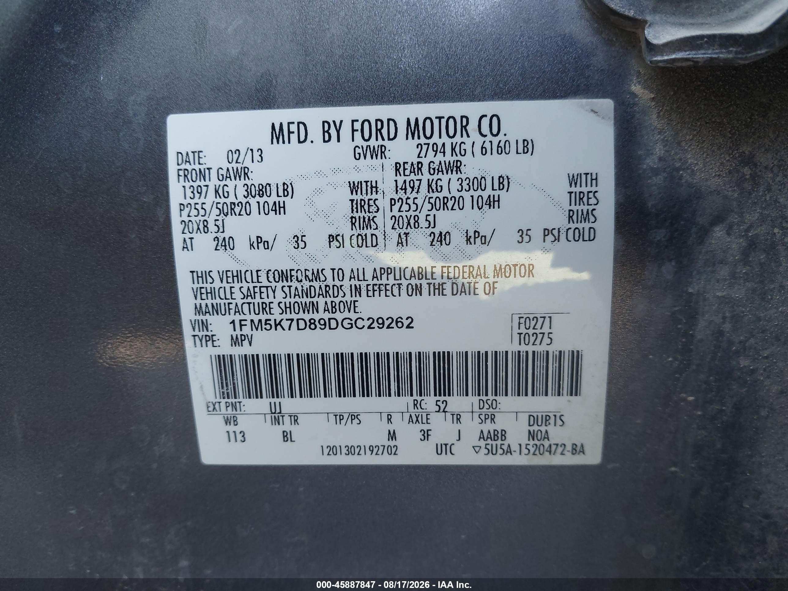 2013 Ford Explorer Xlt Серый vin: 1FM5K7D89DGC29262