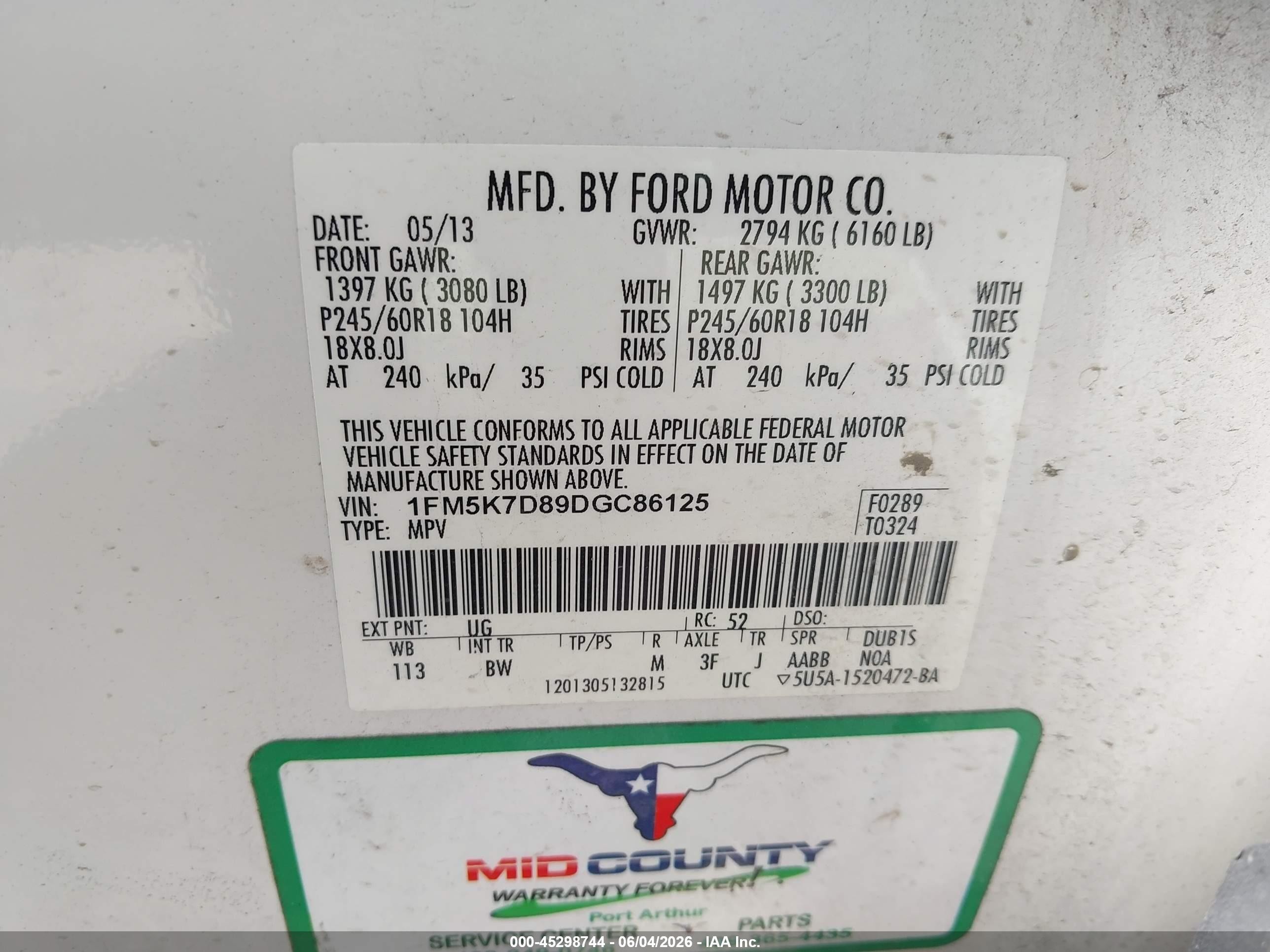 2013 Ford Explorer Xlt White vin: 1FM5K7D89DGC86125
