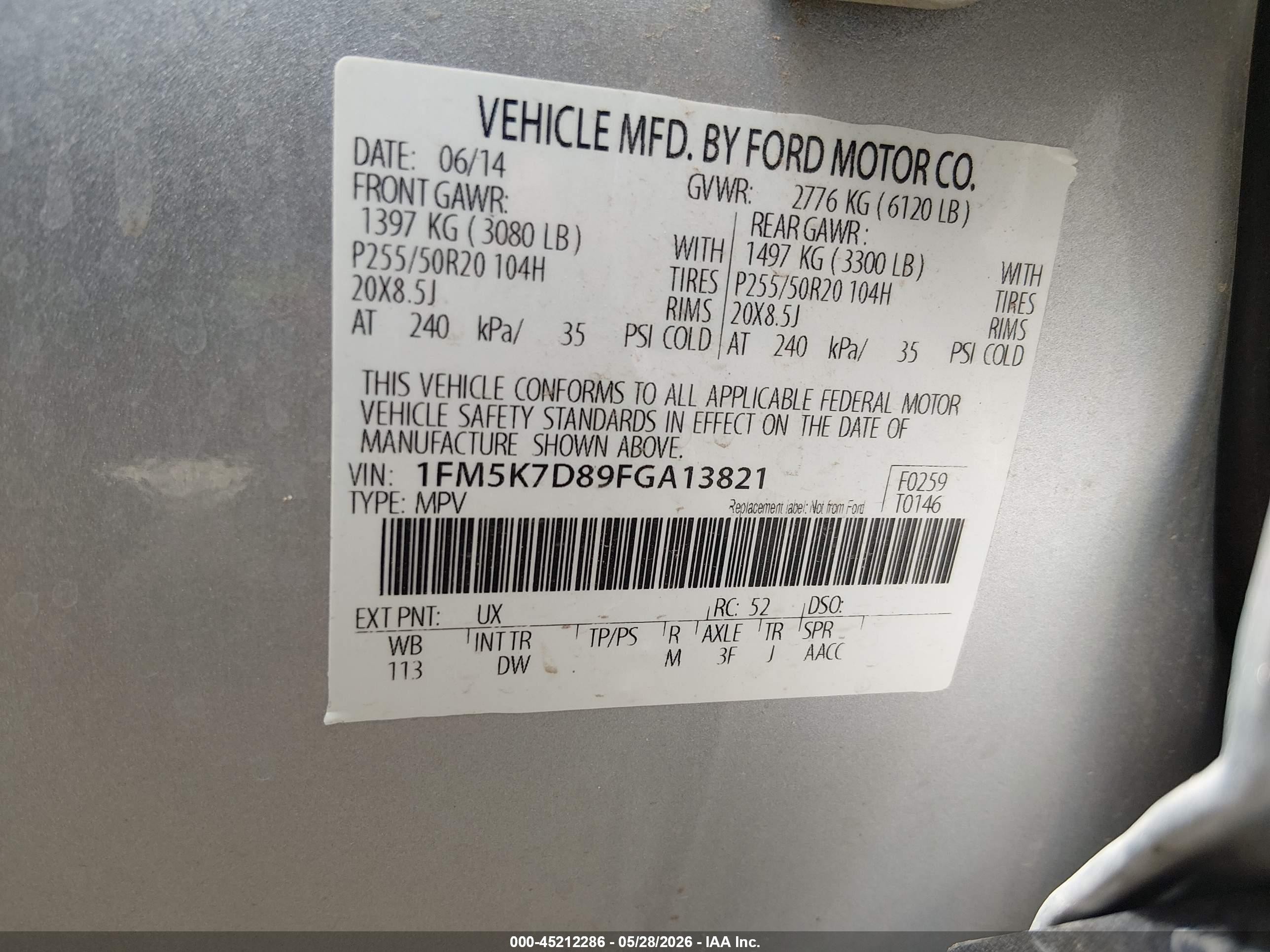 2015 Ford Explorer Xlt Gray vin: 1FM5K7D89FGA13821