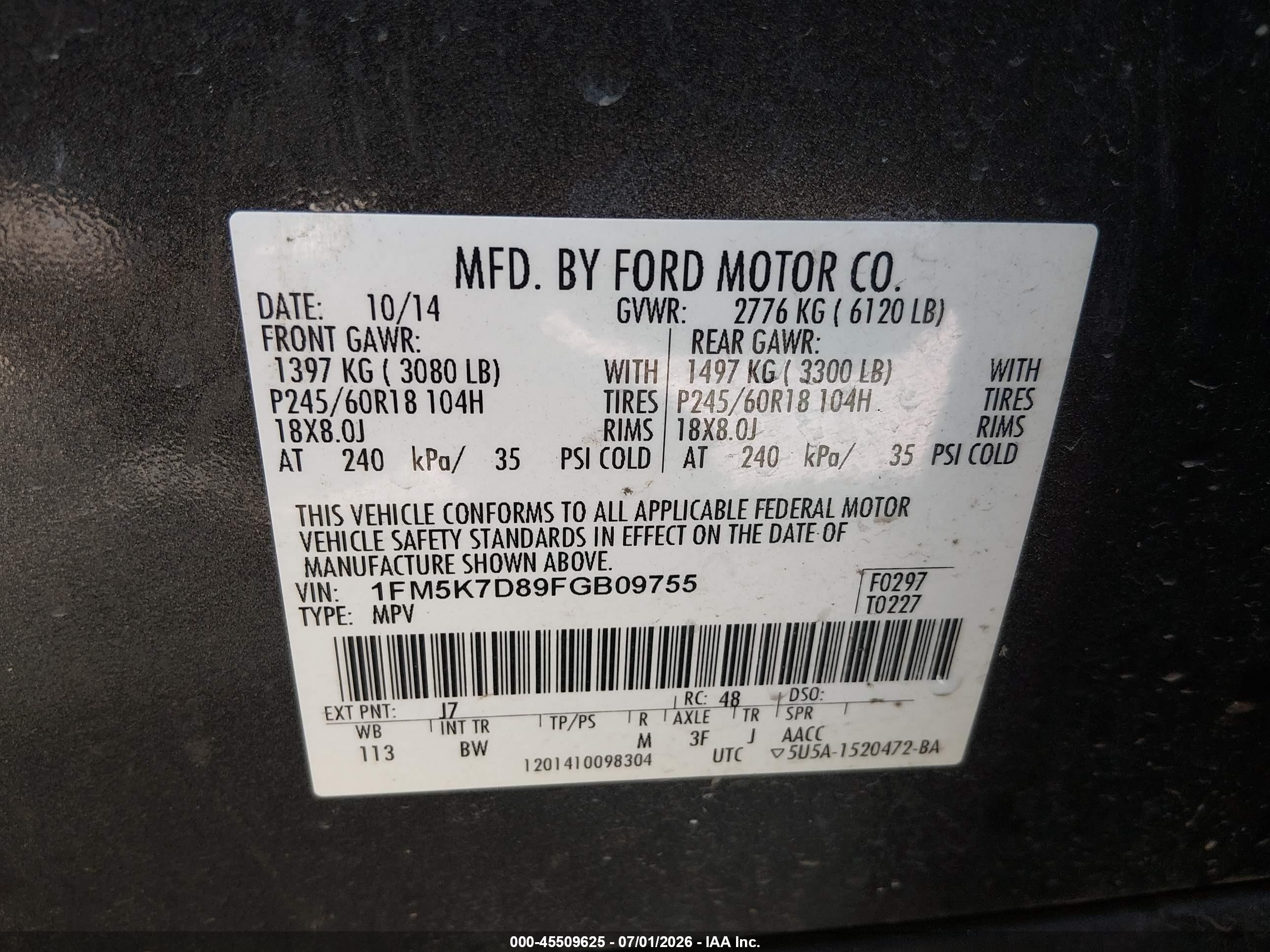 2015 Ford Explorer Xlt Серый vin: 1FM5K7D89FGB09755