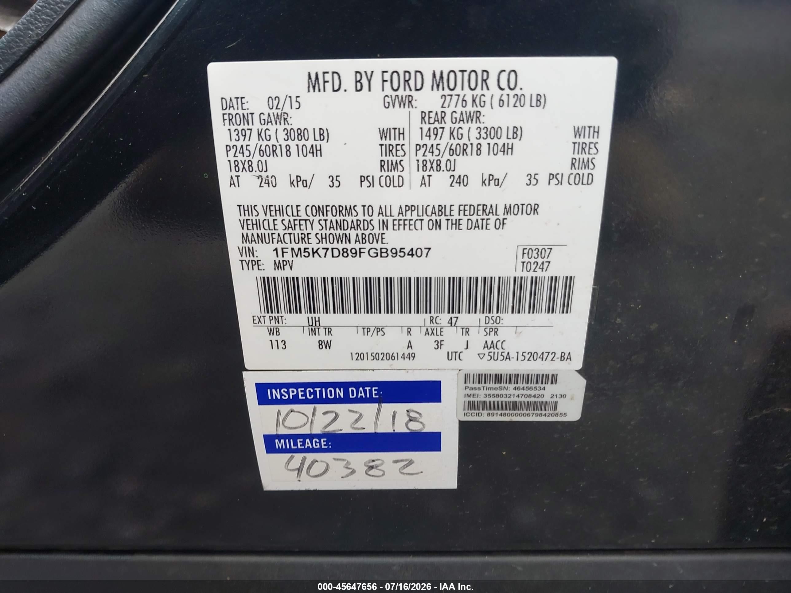 2015 Ford Explorer Xlt Black vin: 1FM5K7D89FGB95407