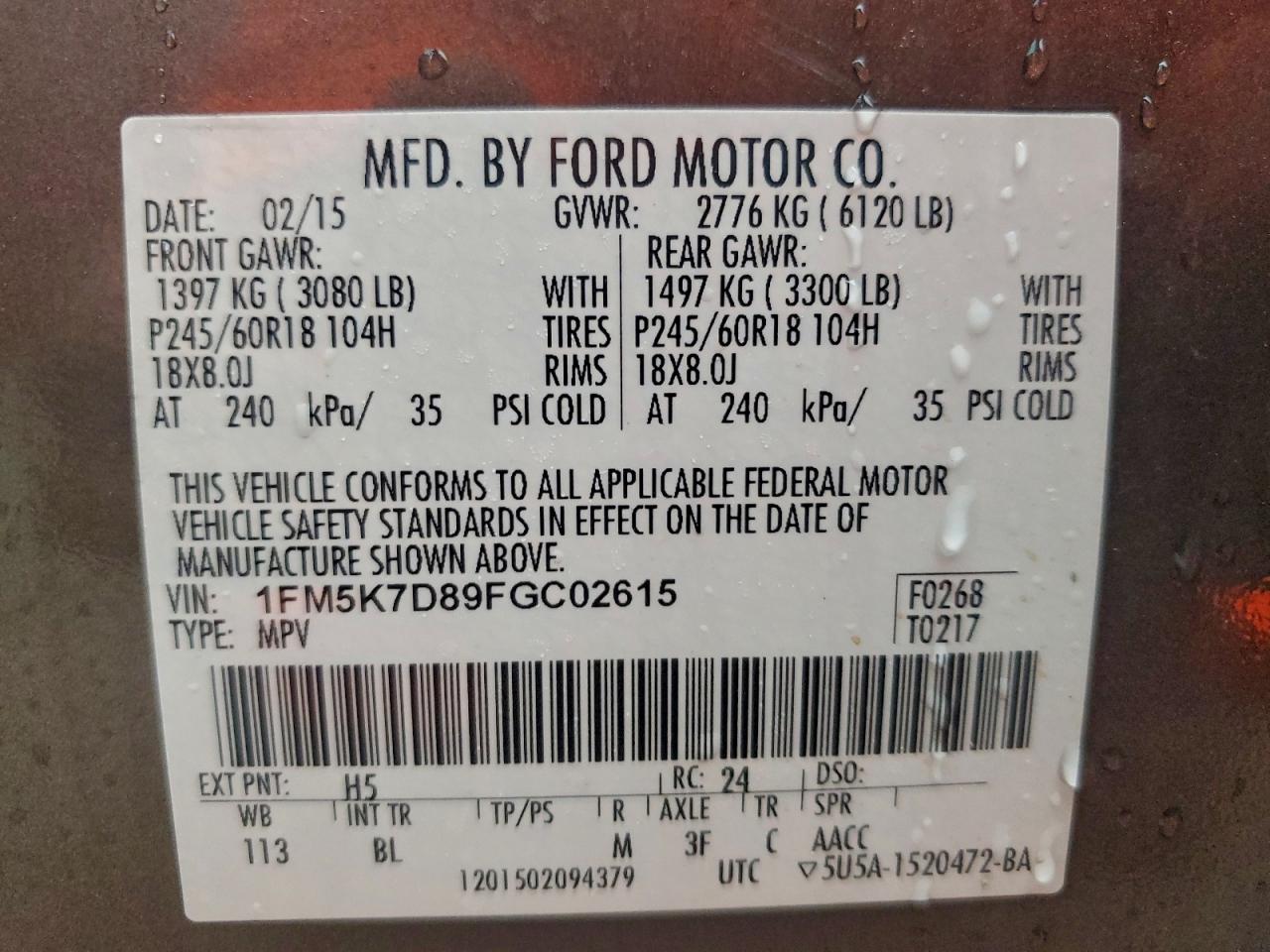 2015 Ford Explorer Xlt Maroon vin: 1FM5K7D89FGC02615