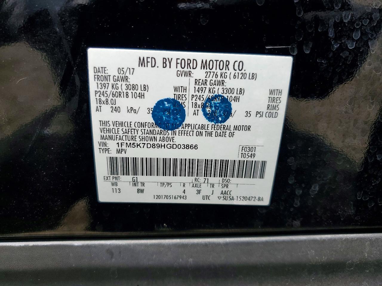 2017 Ford Explorer Xlt Black vin: 1FM5K7D89HGD03866