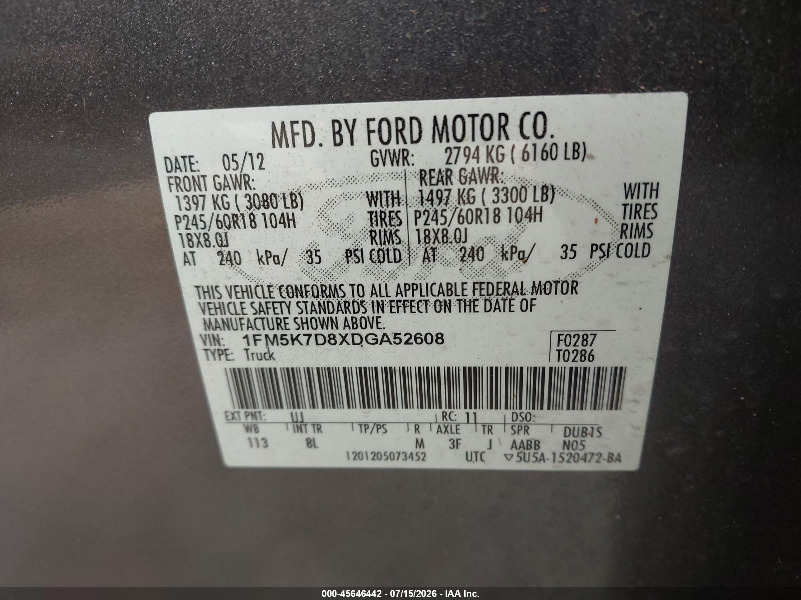 2013 Ford Explorer Xlt Gray vin: 1FM5K7D8XDGA52608