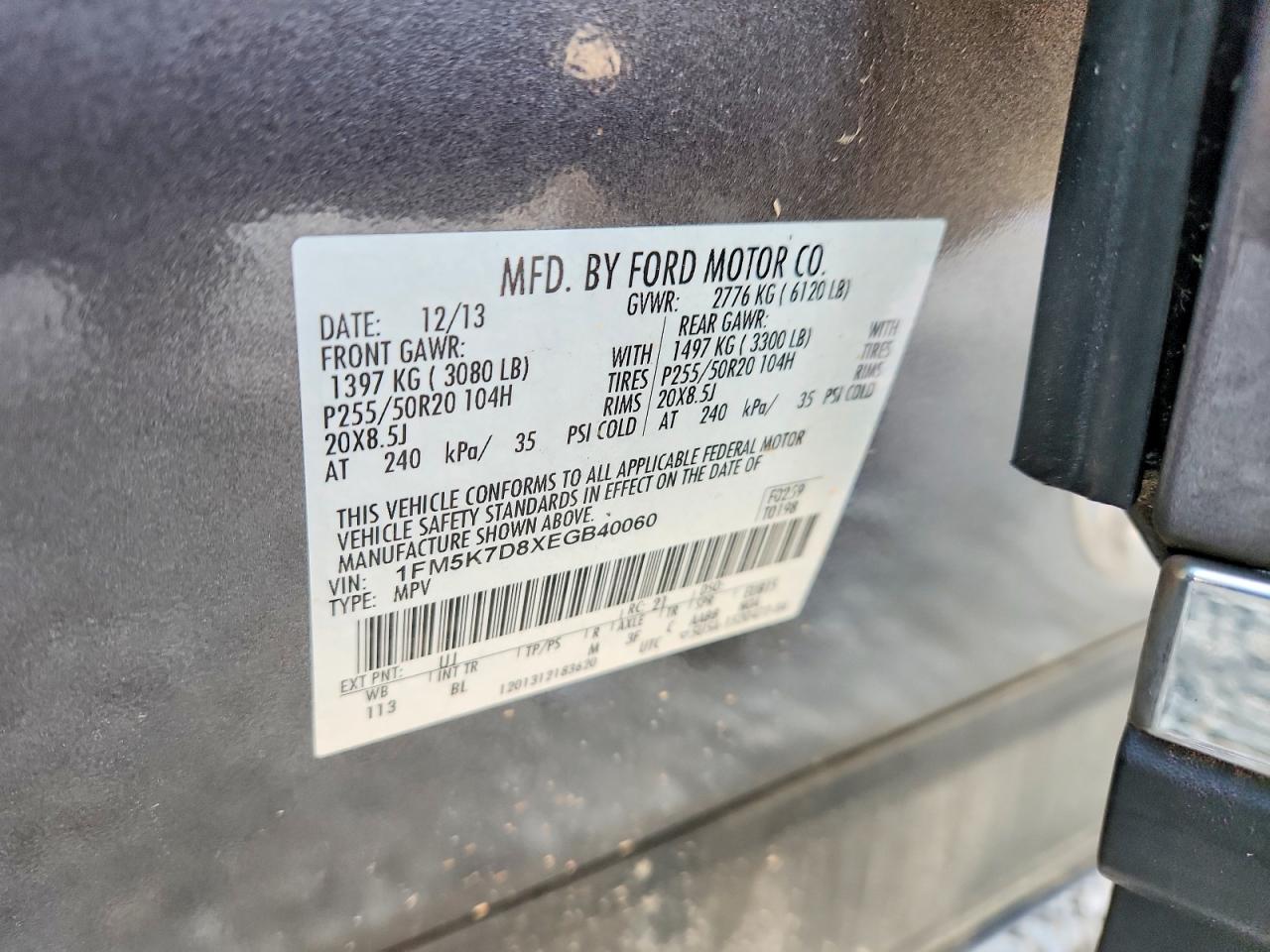 2014 Ford Explorer Xlt Серый vin: 1FM5K7D8XEGB40060