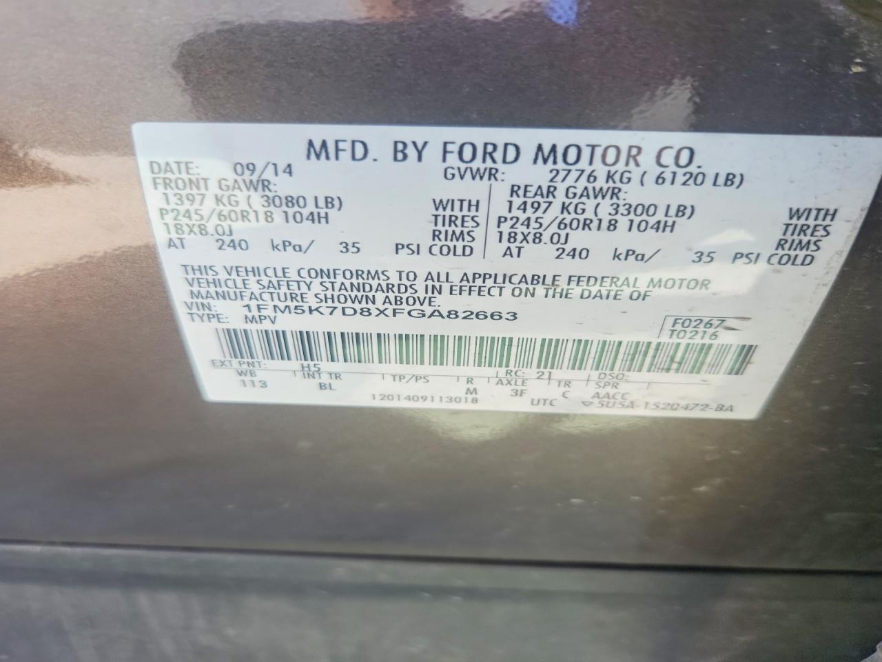 2015 Ford Explorer Xlt Tan vin: 1FM5K7D8XFGA82663