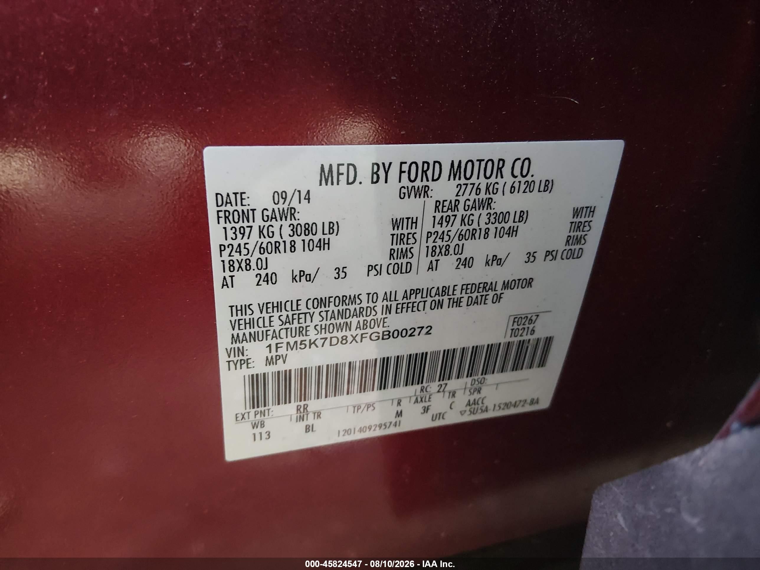 2015 Ford Explorer Xlt Red vin: 1FM5K7D8XFGB00272