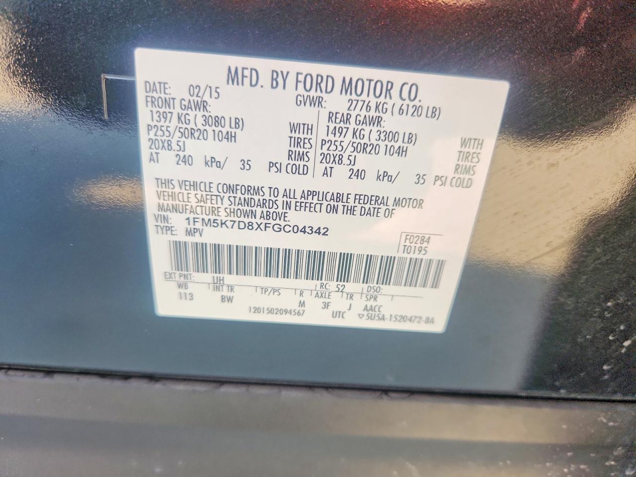 2015 Ford Explorer Xlt Черный vin: 1FM5K7D8XFGC04342