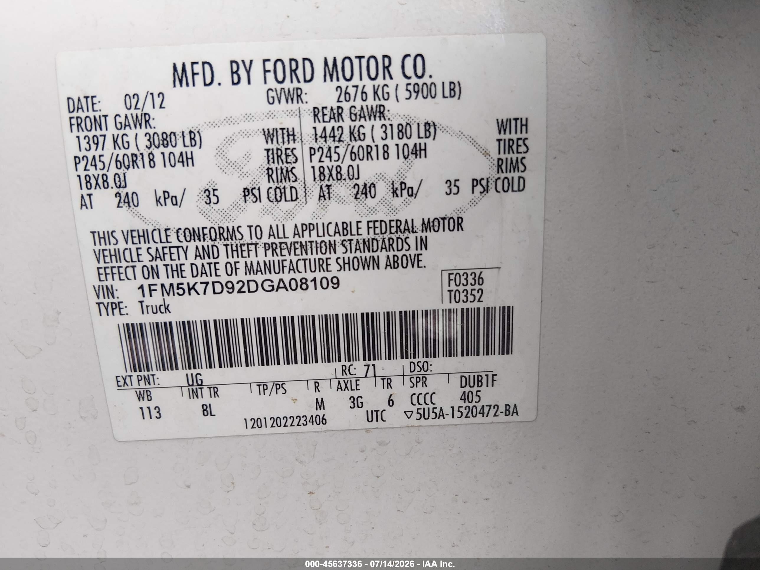 2013 Ford Explorer Xlt White vin: 1FM5K7D92DGA08109