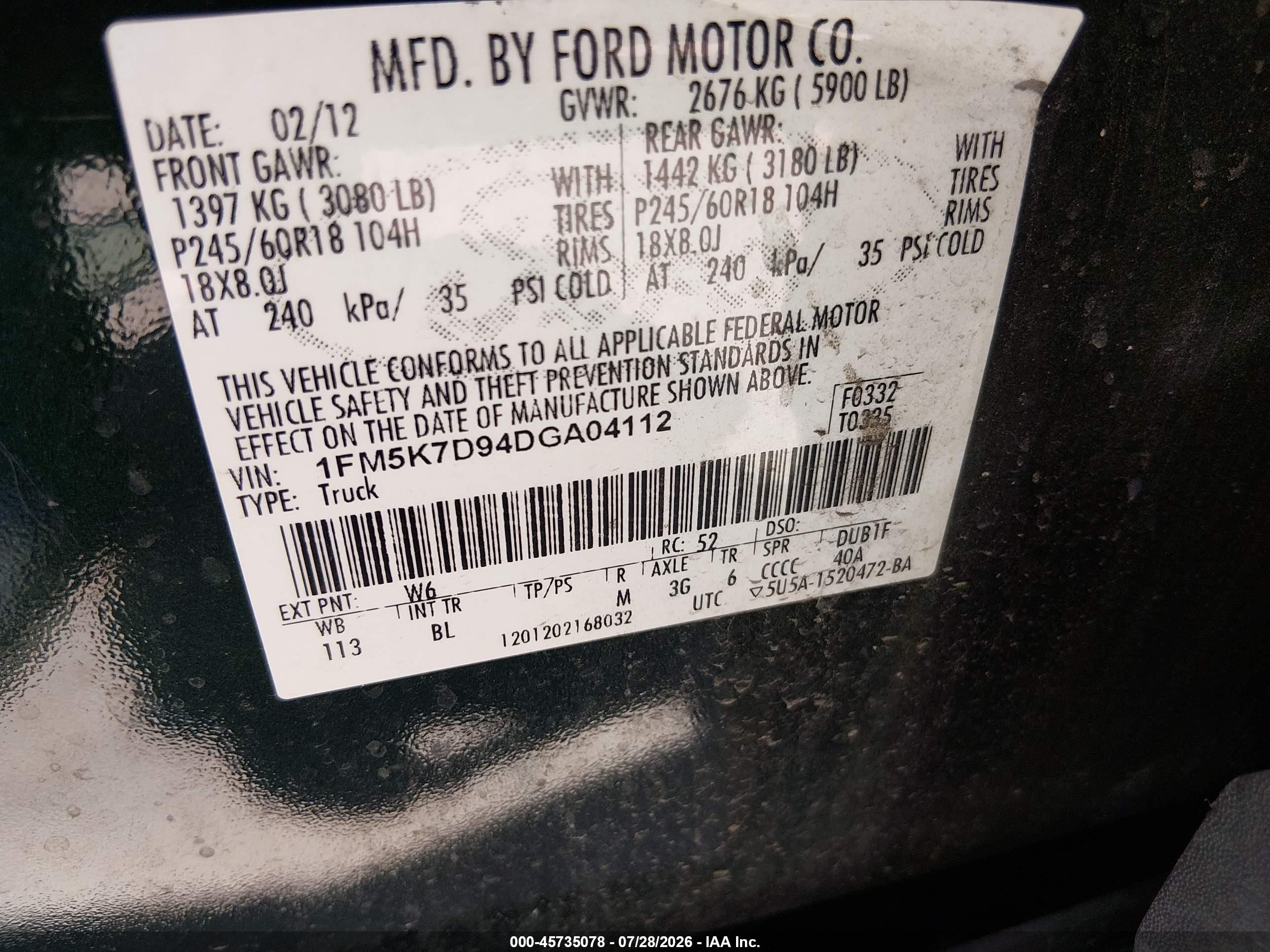 2013 Ford Explorer Xlt Green vin: 1FM5K7D94DGA04112
