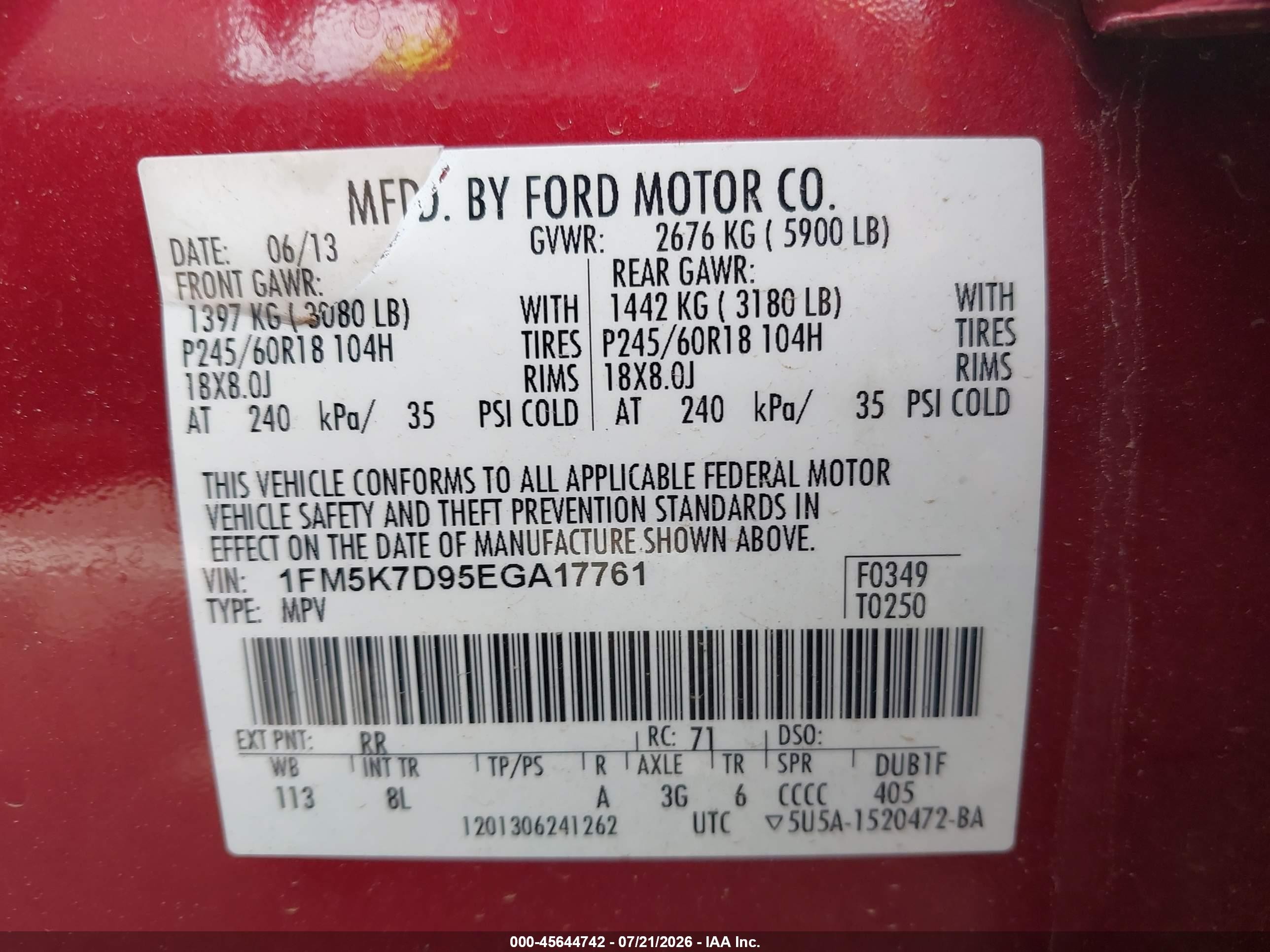 2014 Ford Explorer Xlt Red vin: 1FM5K7D95EGA17761