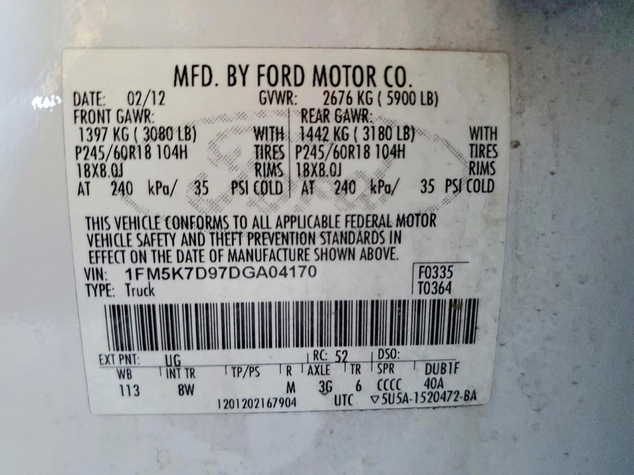 2013 Ford Explorer Xlt White vin: 1FM5K7D97DGA04170
