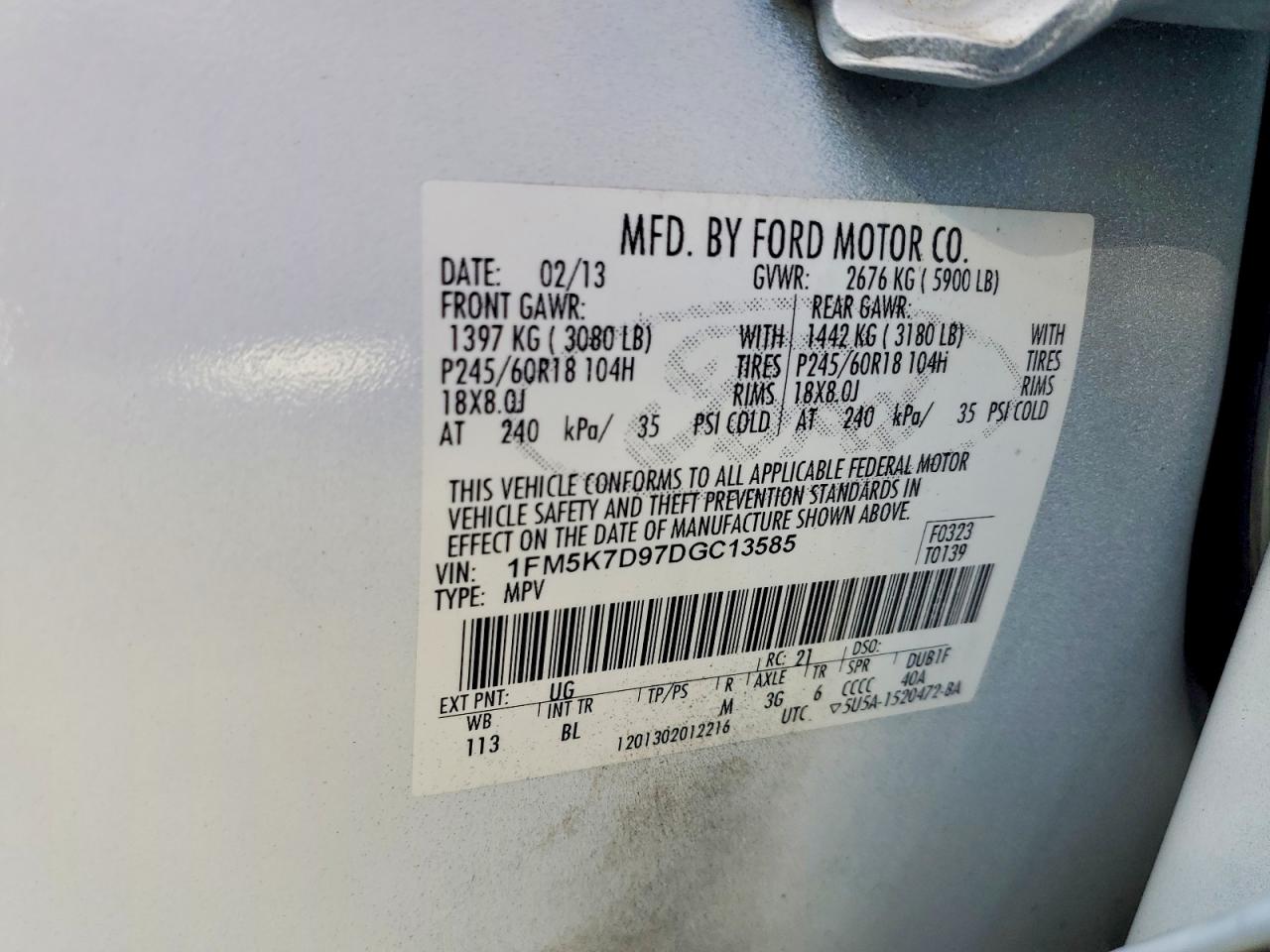 2013 Ford Explorer Xlt White vin: 1FM5K7D97DGC13585