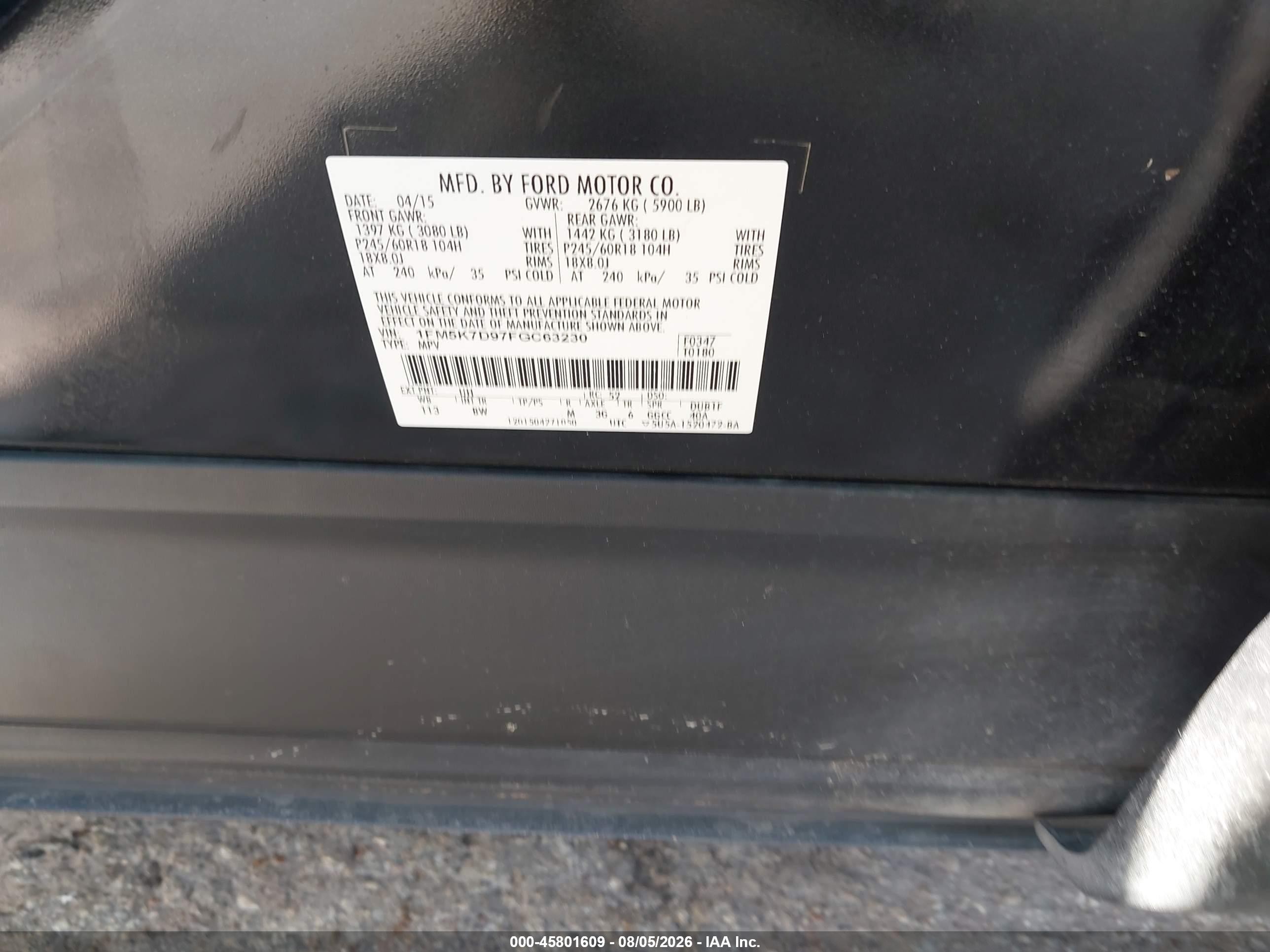 2015 Ford Explorer Xlt Black vin: 1FM5K7D97FGC63230
