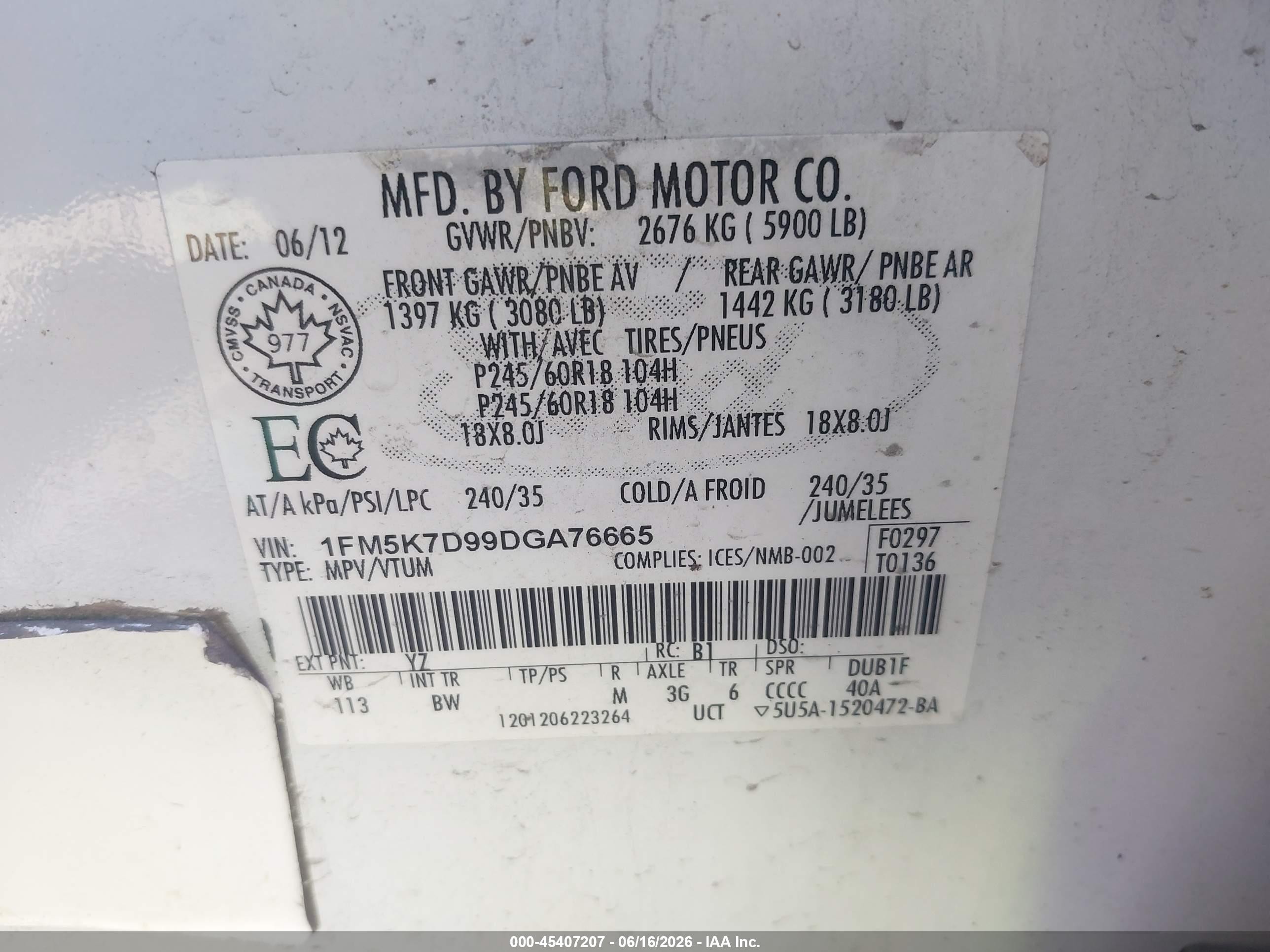 2013 Ford Explorer Xlt White vin: 1FM5K7D99DGA76665