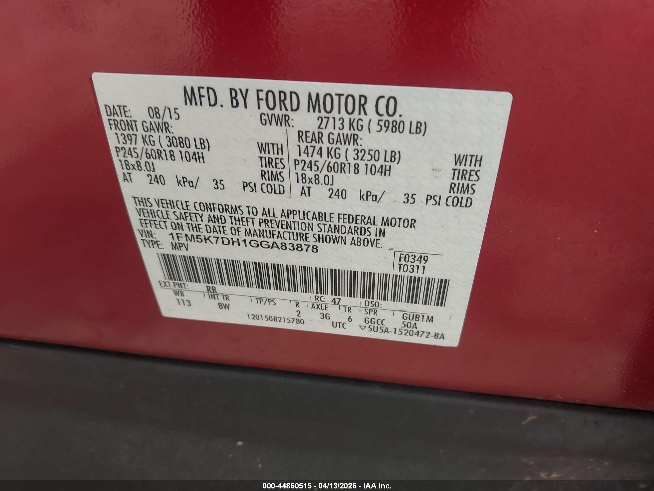 2016 Ford Explorer Xlt Красный vin: 1FM5K7DH1GGA83878