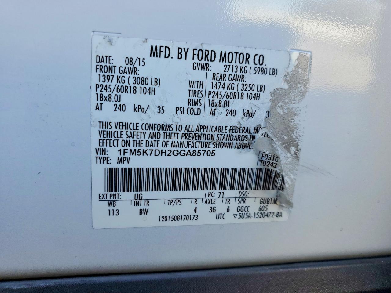 2016 Ford Explorer Xlt White vin: 1FM5K7DH2GGA85705
