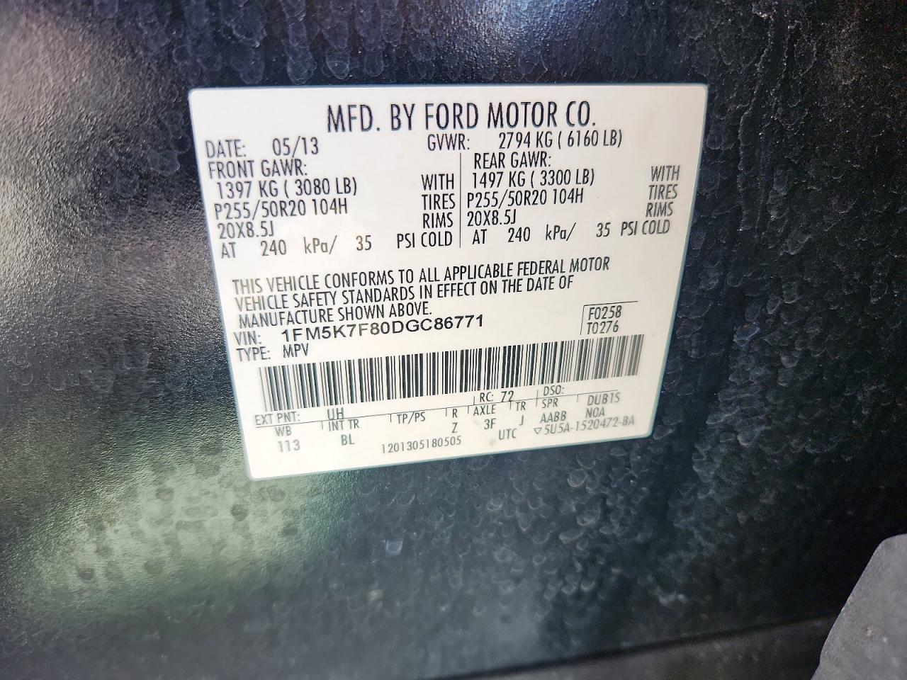 2013 Ford Explorer Limited Black vin: 1FM5K7F80DGC86771